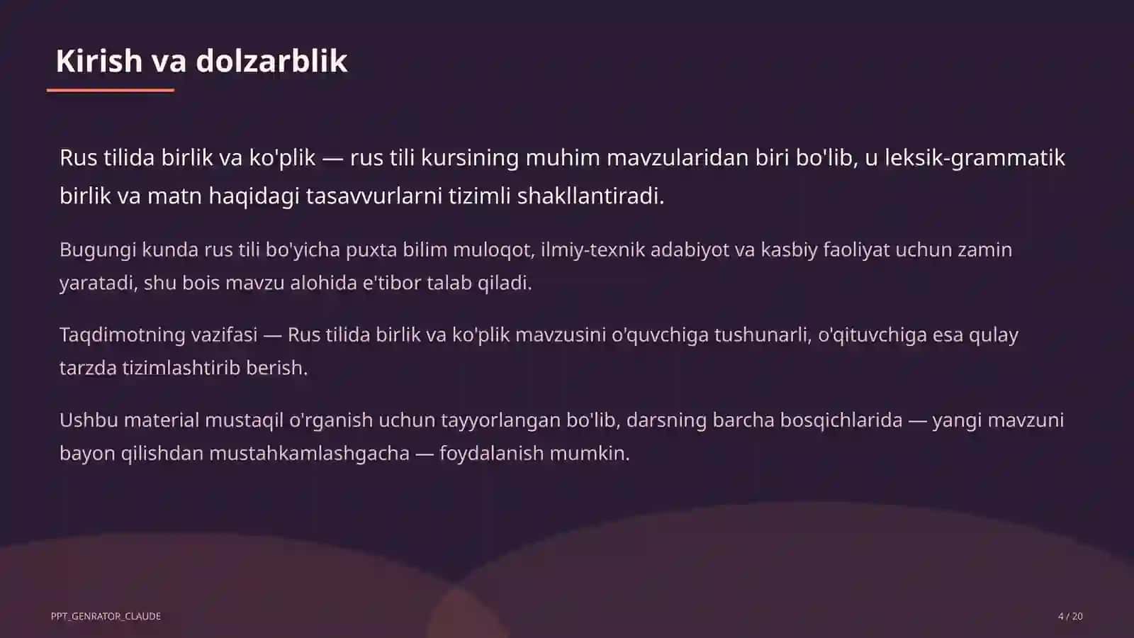 Rus tilida birlik va ko'plik (3-sinf) 4