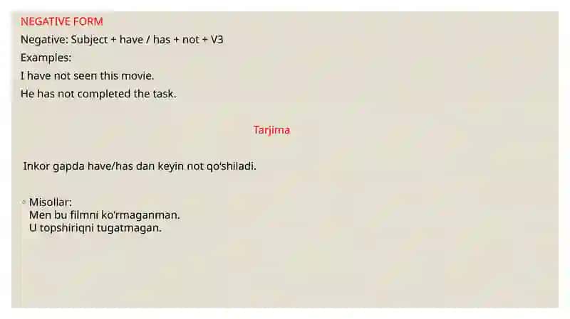 Present Perfect Tense 4