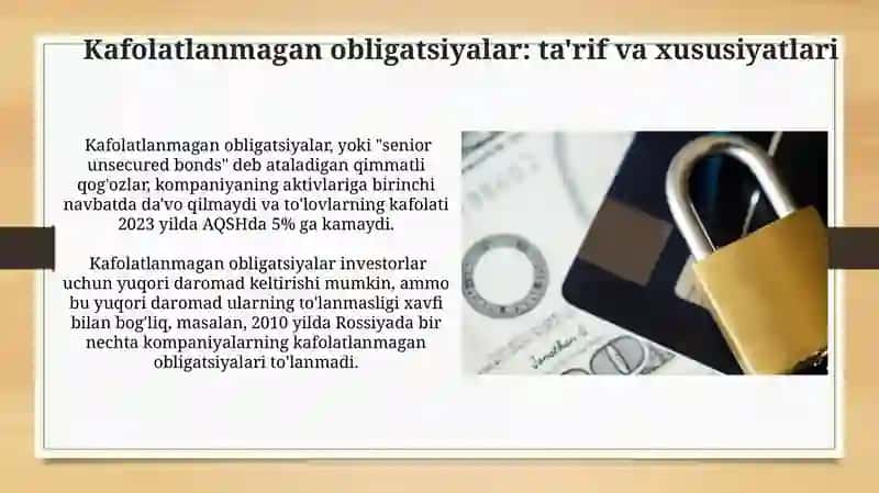 Kafolatlangan va kafolatlanmagan obligatsiyalar 4