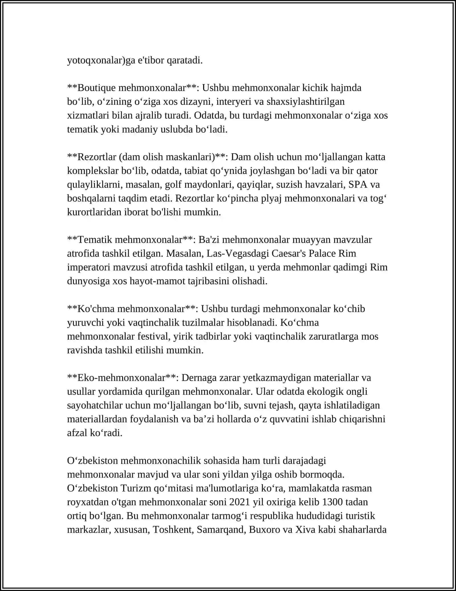 Mehmonxonalarning tasniflash tizimi 4