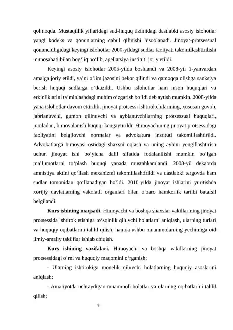 JINOYAT PROTSESUAL HUQUQI FANIDAN KURS ISHI 4