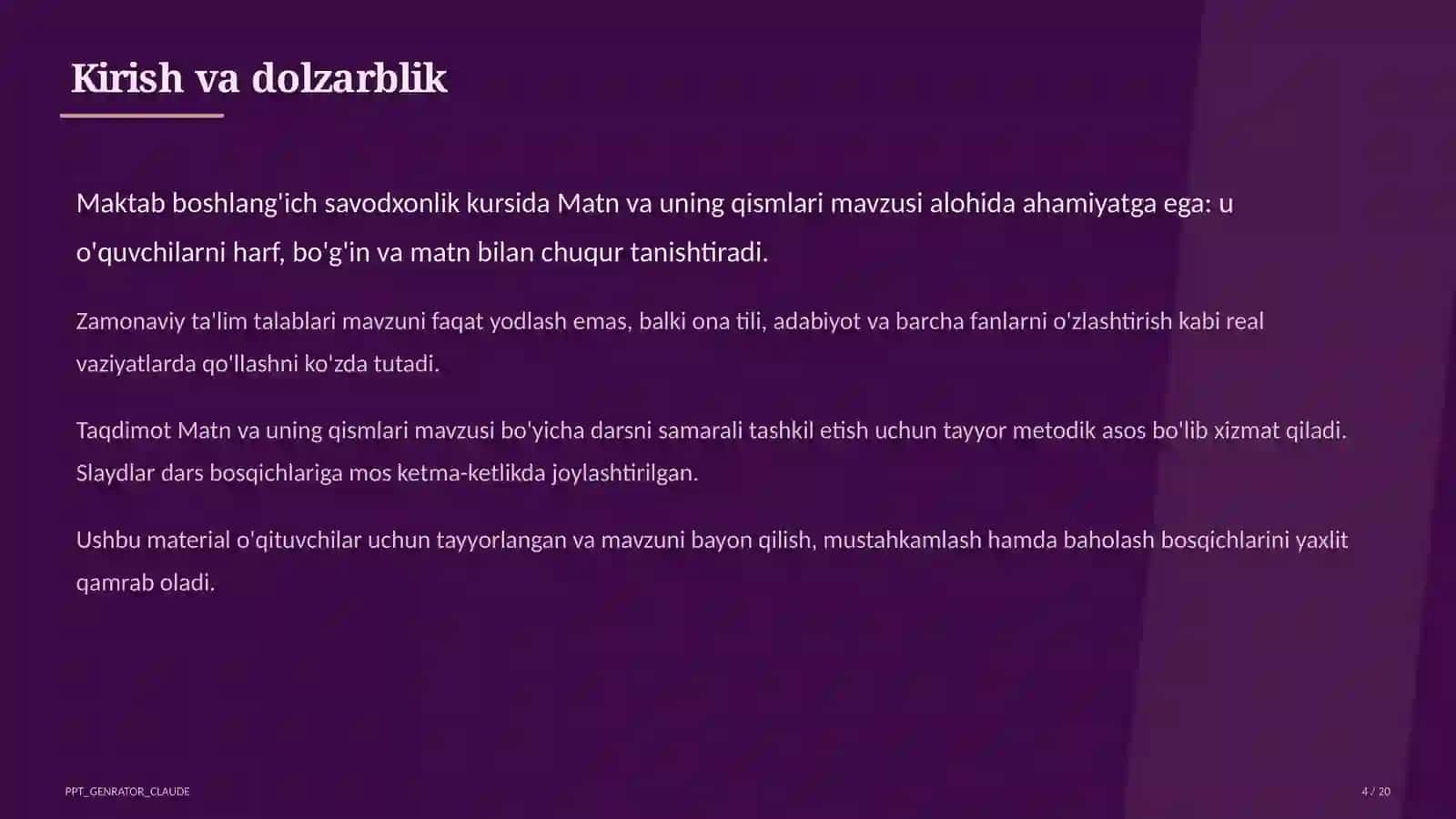 Matn va uning qismlari (3-sinf) 4