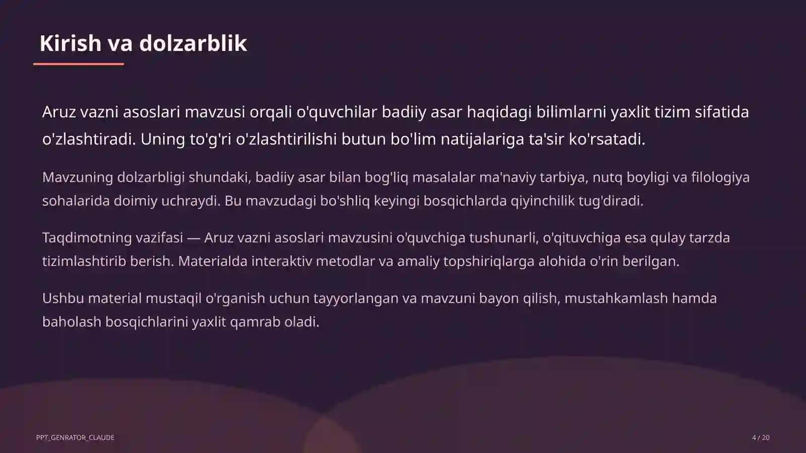 Aruz vazni asoslari (9-sinf) 4