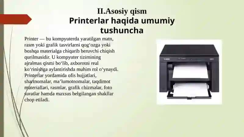 Printer turlari. Skanner turlari 4