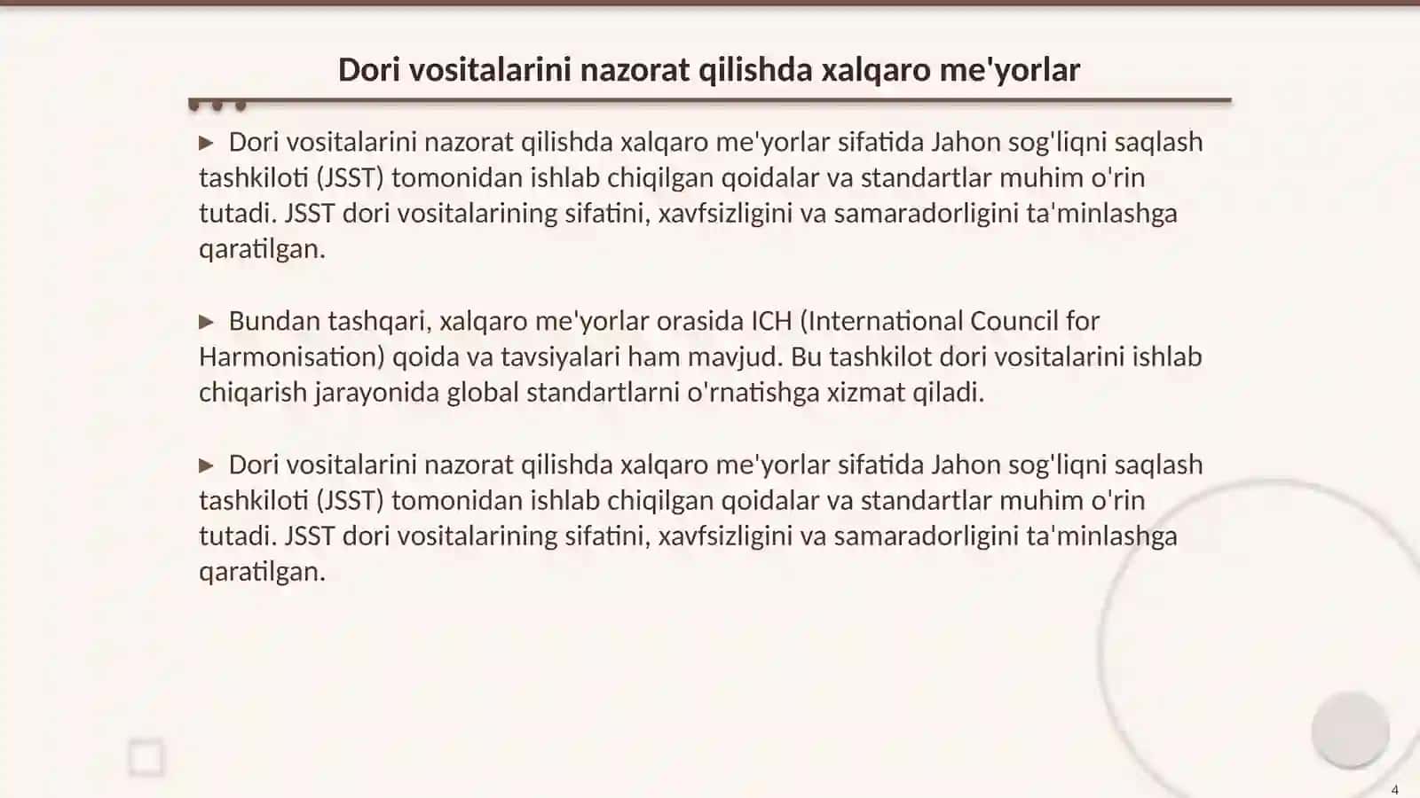 Dori vositalarini nazorat qilishda foydalaniladigan me'yoriy hujjatlar 4