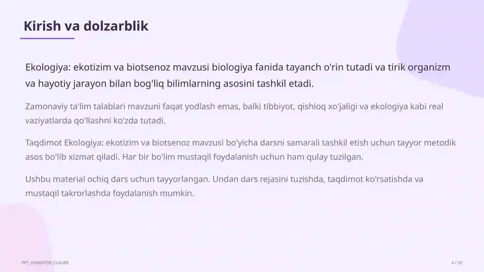 Ekologiya: ekotizim va biotsenoz (10-sinf) 4