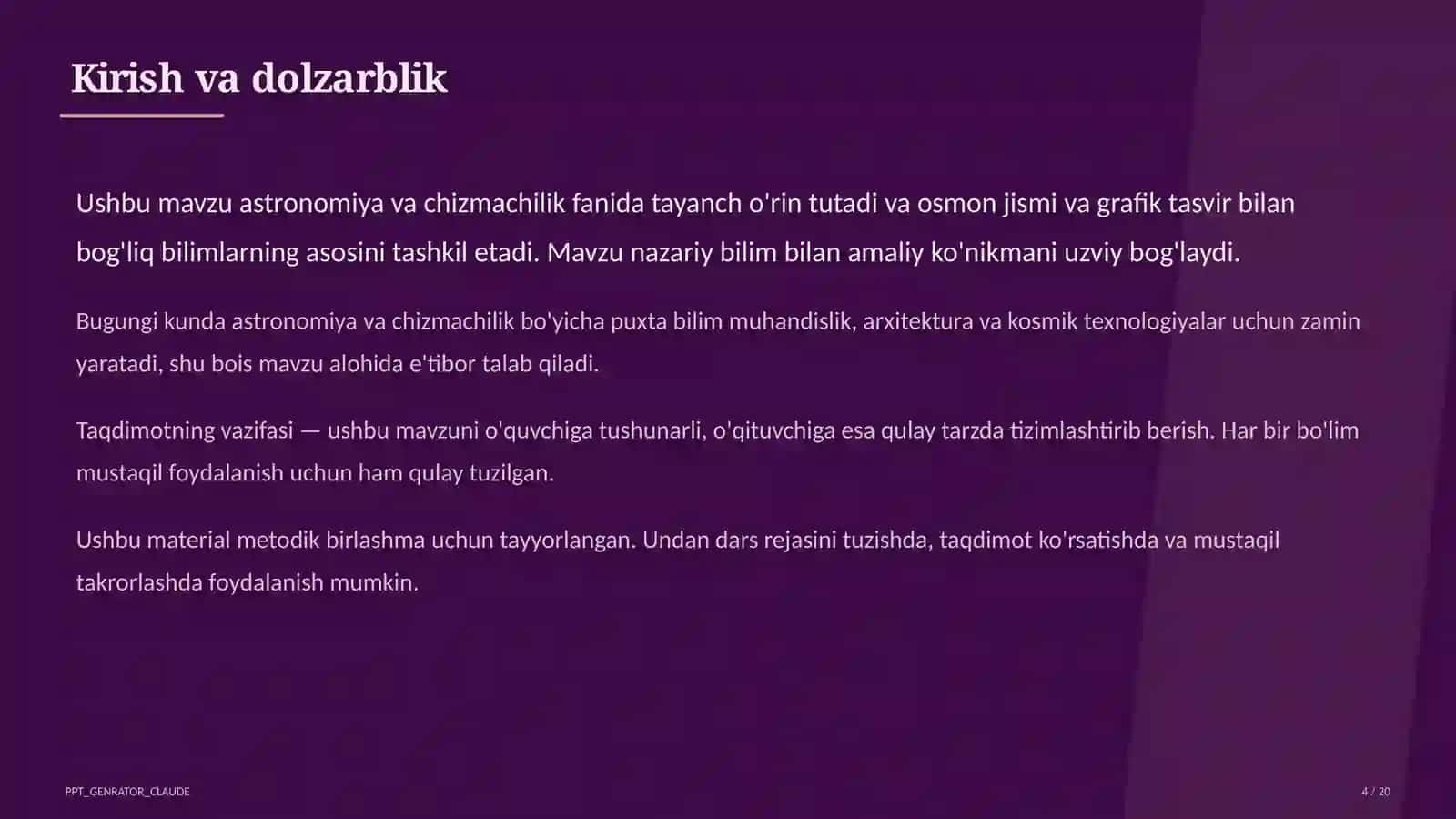 Chizmachilik asoslari: chizma asboblari va formatlar (8-sinf) 4