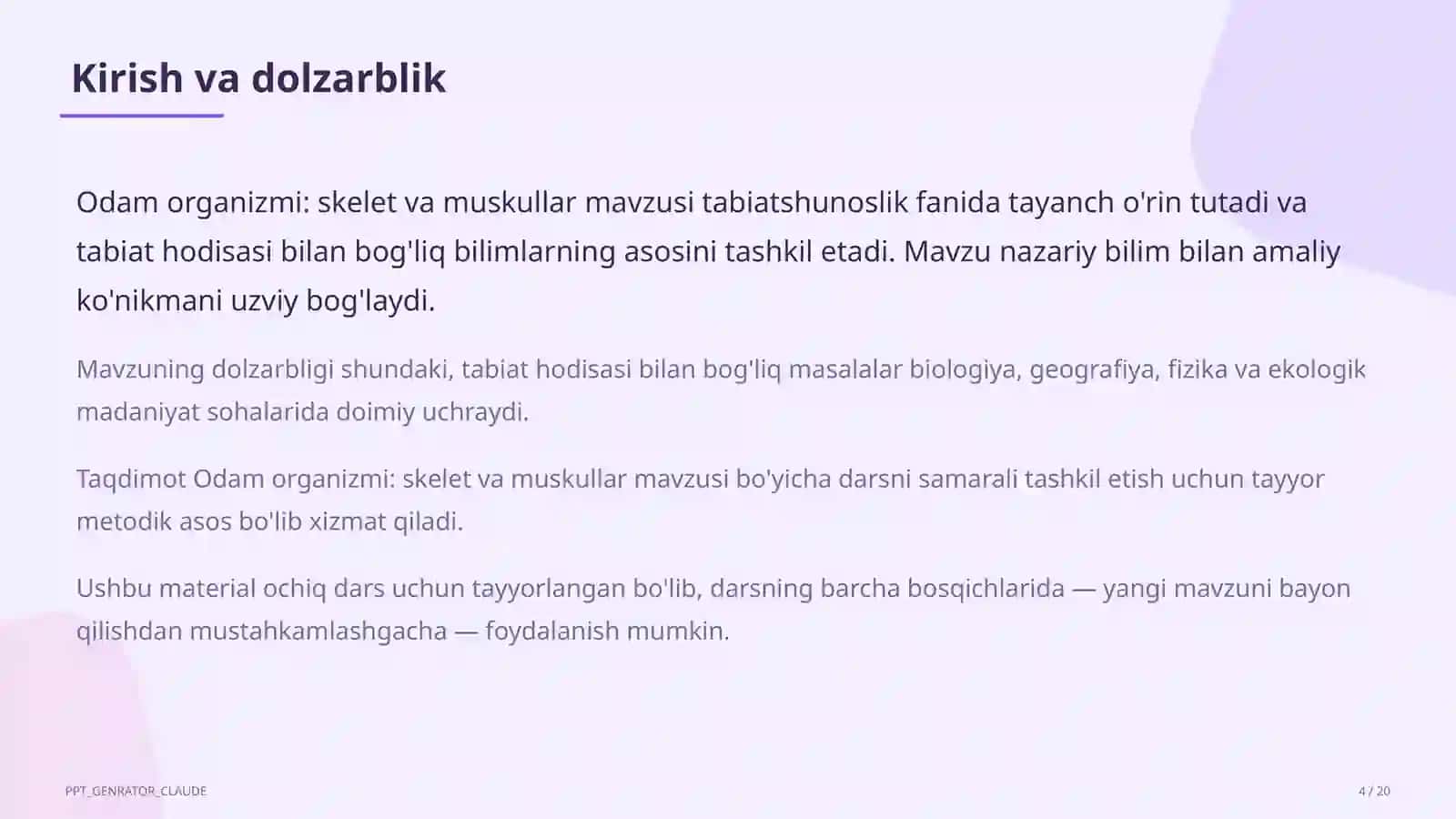 Odam organizmi: skelet va muskullar (4-sinf) 4