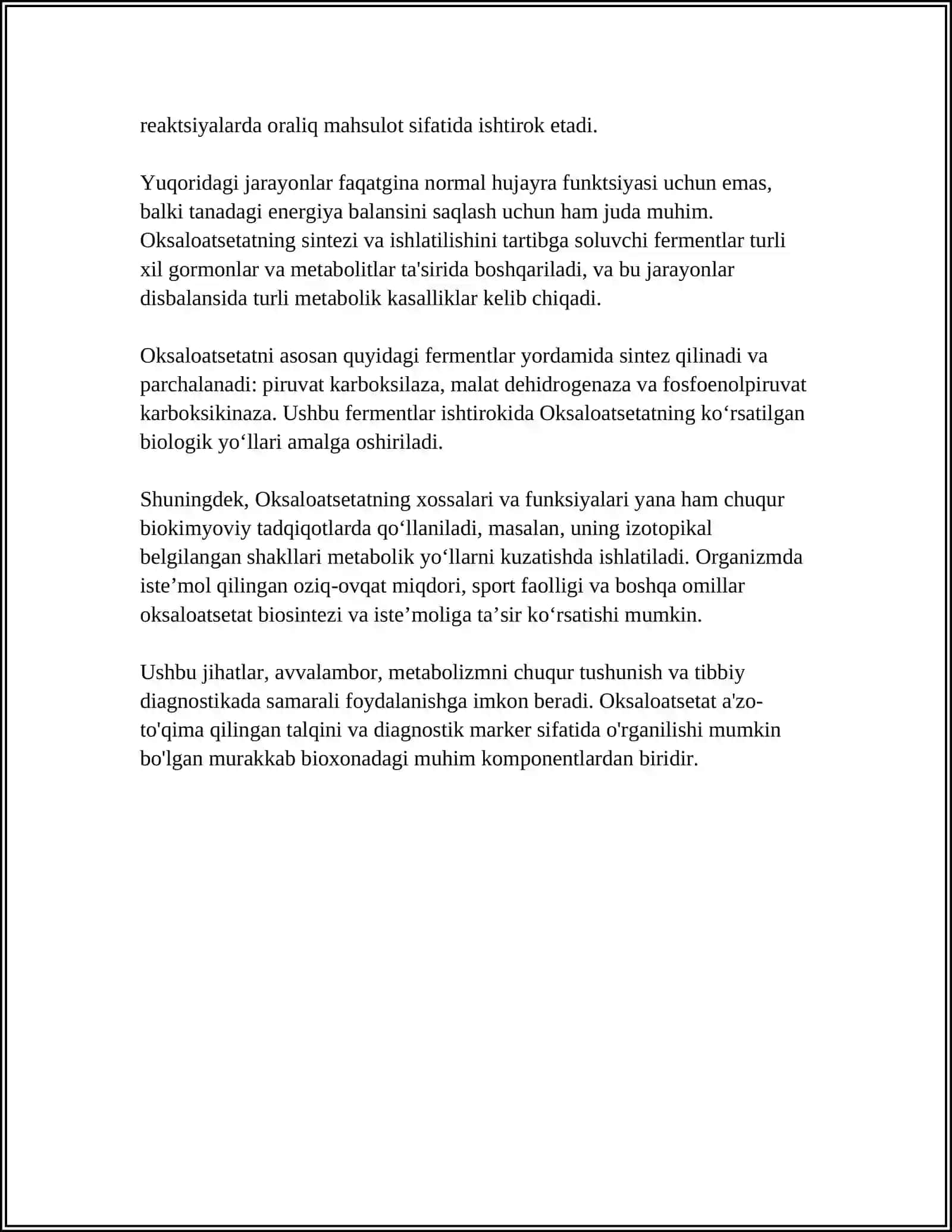 KROSSVORD – “OKSALOATSETAT, SITRAT, Α-KETOGLUTARAT, NADH, GTP” SO‘ZLARI ASOSIDA KROSSVORD TUZISH 4