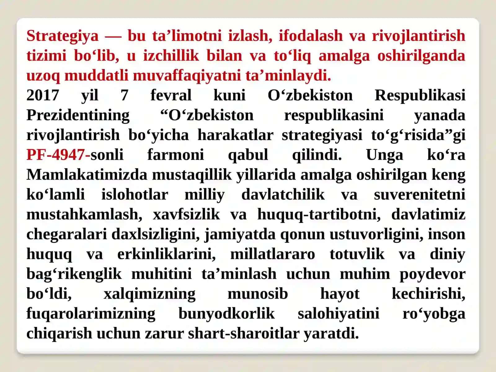 O‘zbekistonning eng yangi tarixi fanidan tayyorlagan slayd ishlamasi 4