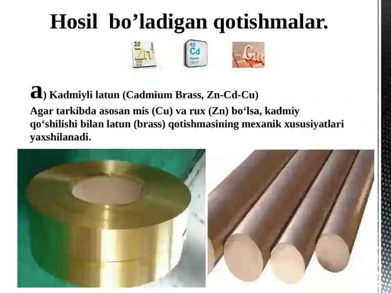 Cadmium Brass, Zn-Cd-Cu ishlab chiqarish 4