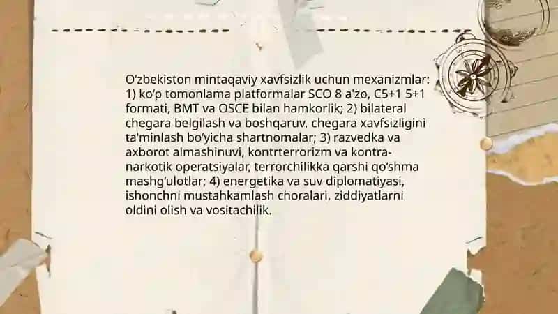 O'zbekistonning Markaziy Osiyoda tinchlik va barqarorlikni ta'minlashdagi õrni 4