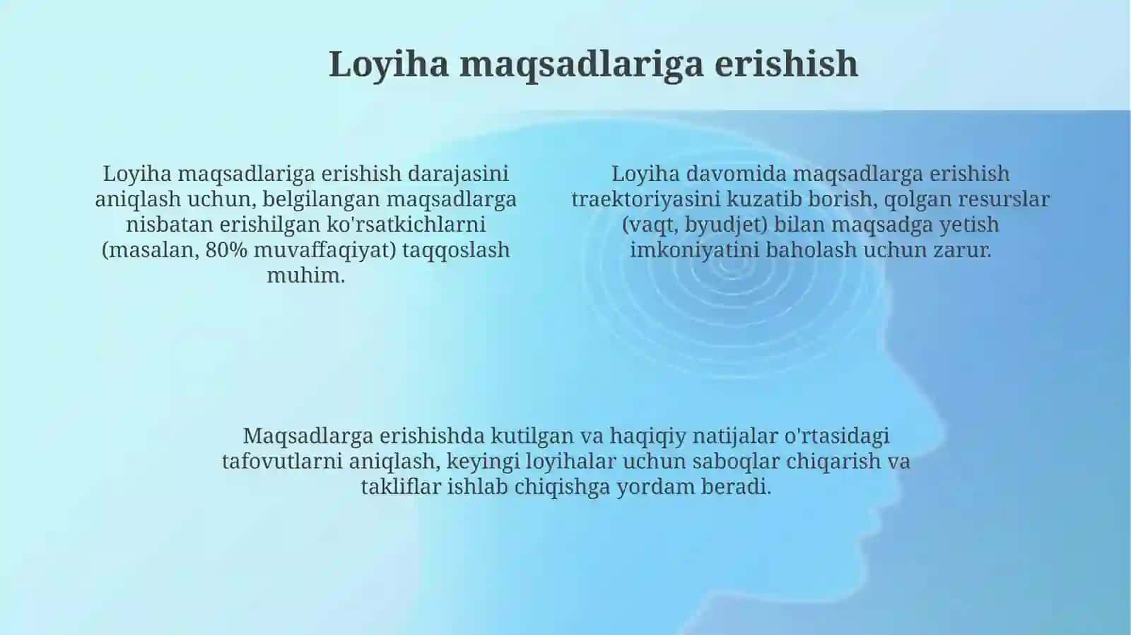 Loyiha natijalarini baholash va hisobot berish 4