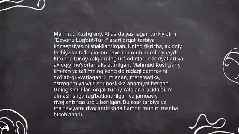 Mahmud Koshgʻariyning pedagogik qarashlari.Umar Xayyomning ta'lim-tarbiyaga oid fikrlari 4