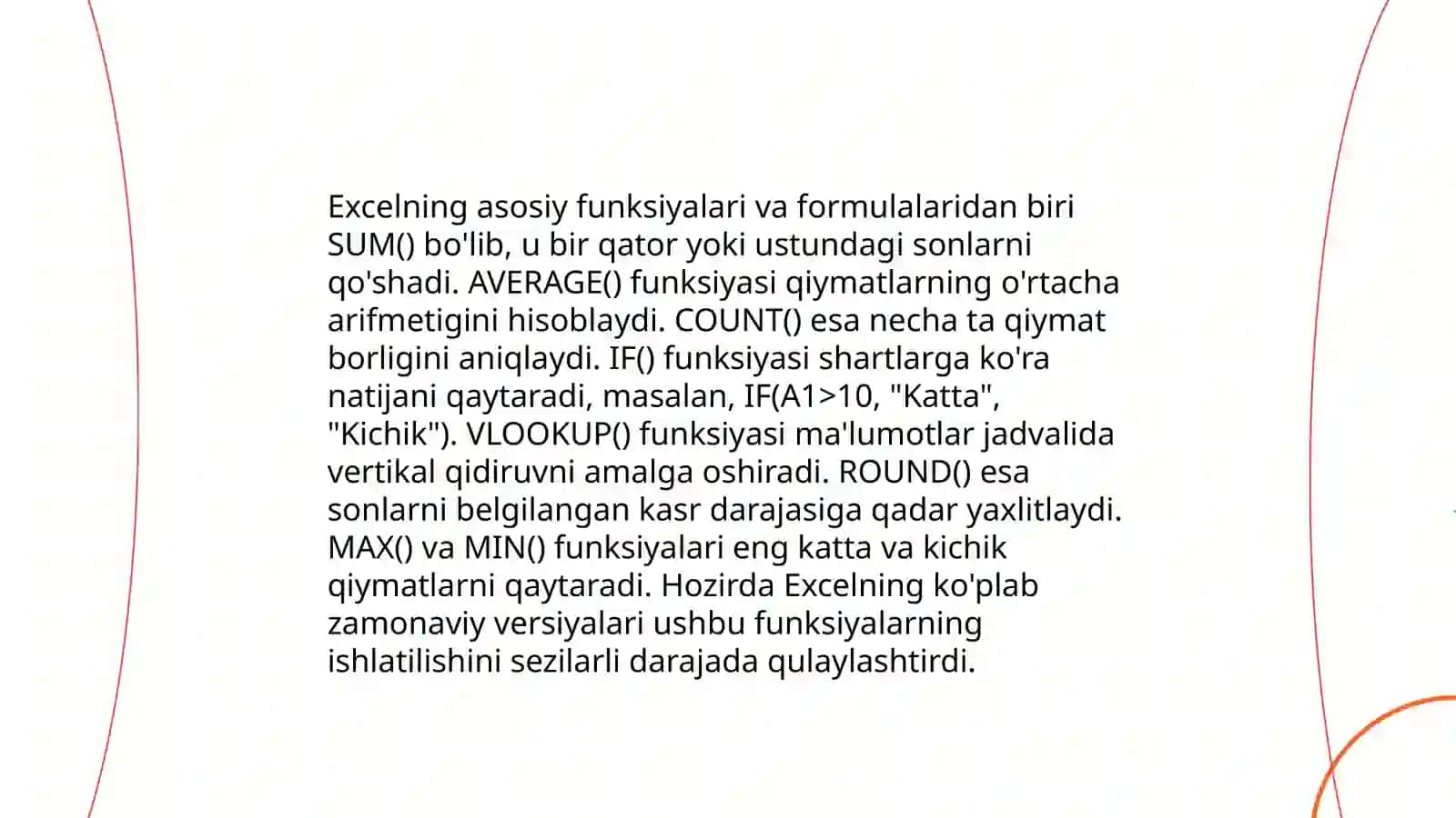 Sonli ma’lumotlarni qayta ishlash texnologiyasi. Microsoft Excel elektron jadval muxarririning keng imkoniyatlaridan foydalanish 4
