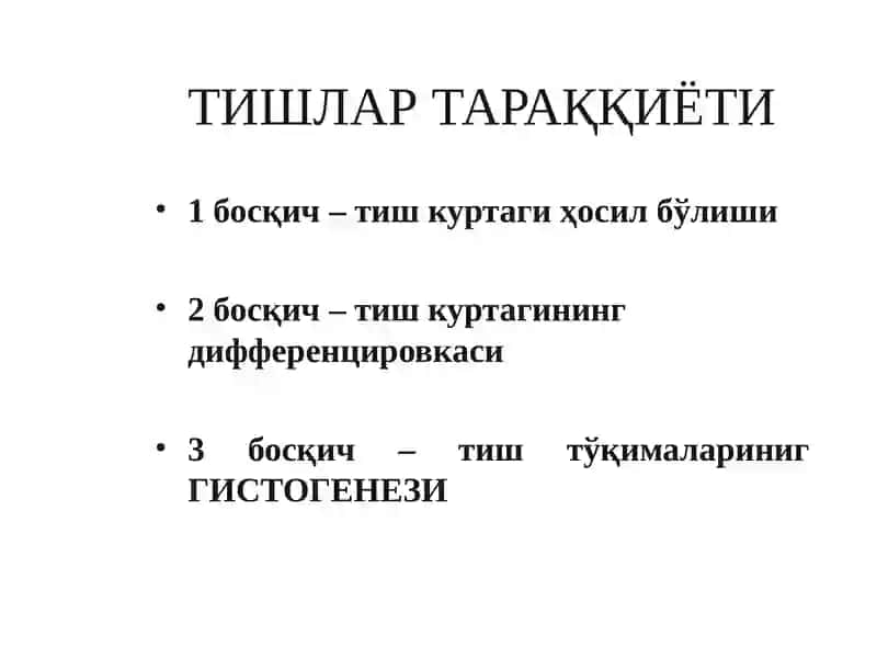 Тишлар тараққиёти 4