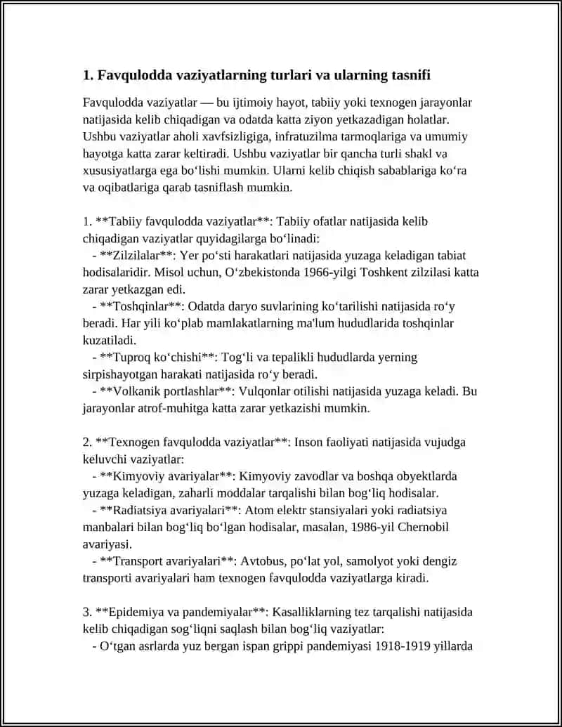 FAVQULOTDA VAZIYATLARDA AHOLIGA TIBBIY YORDAMNI TASHKIL ETISH 4