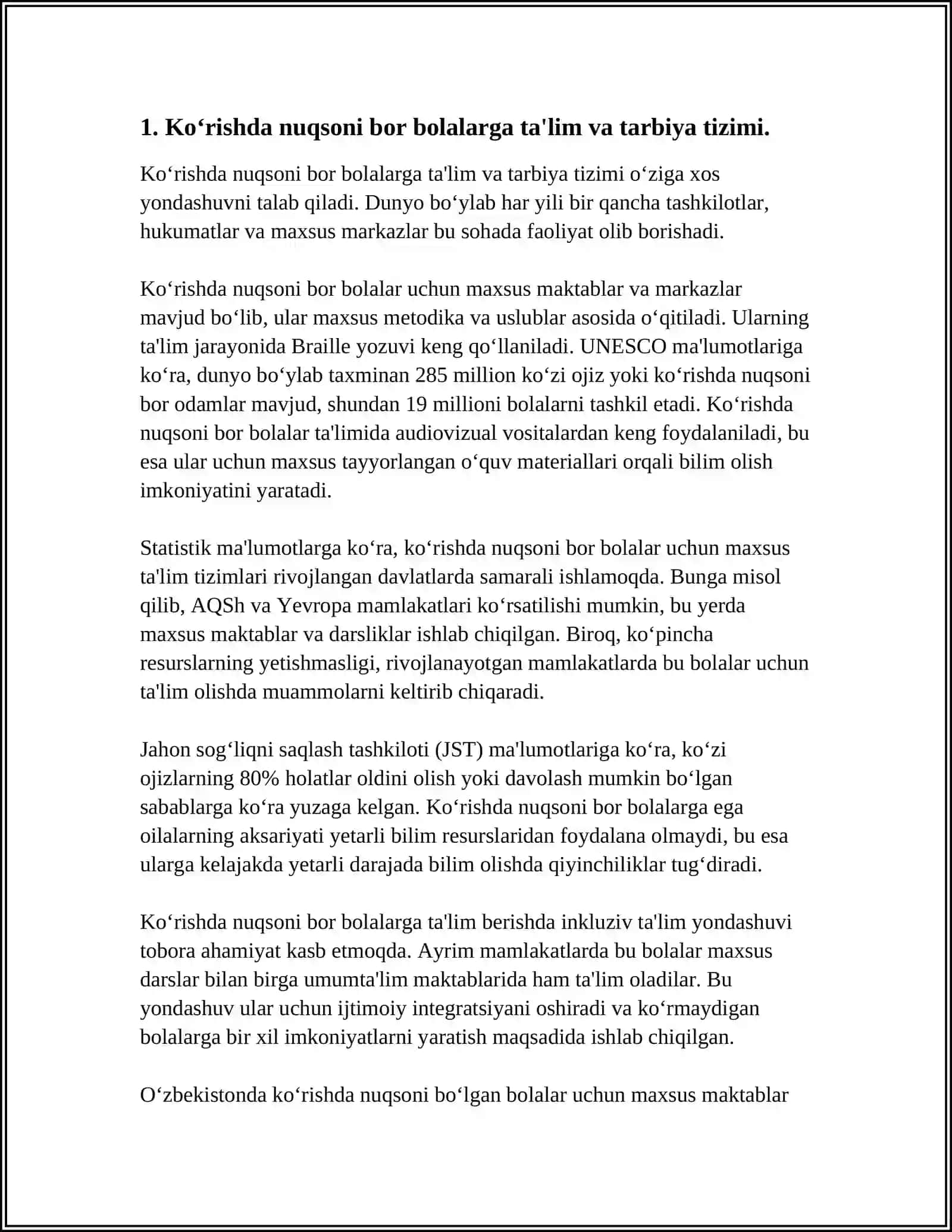 KOʻRISHDA NUQSONI BOR BOLALAR MAKTABIDA TARBIYANING MOHIYATI MAQSADI VA VAZIFALARI 4