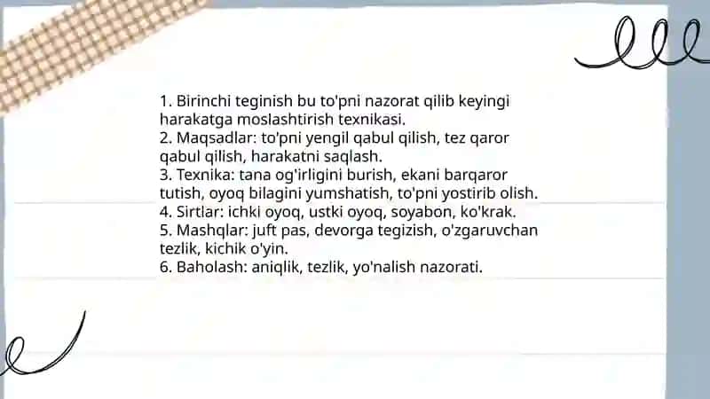 Futbol oʻyinida harakatlanish va toʻpni boshqarish texnikasini oʻrgatish 4
