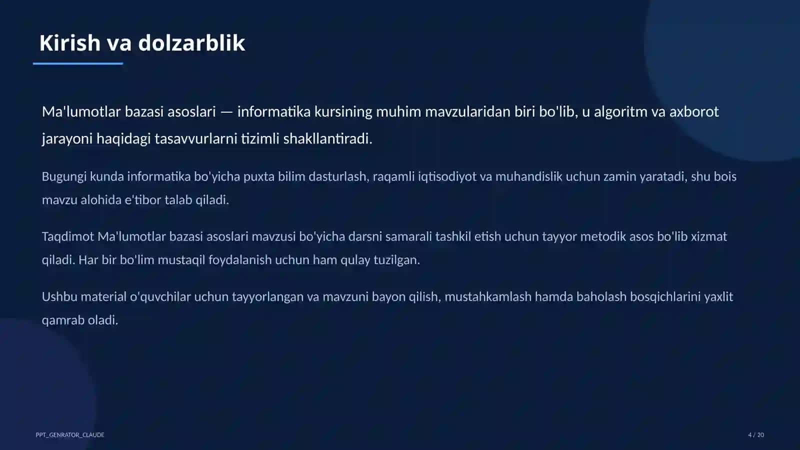 Ma'lumotlar bazasi asoslari (9-sinf) 4
