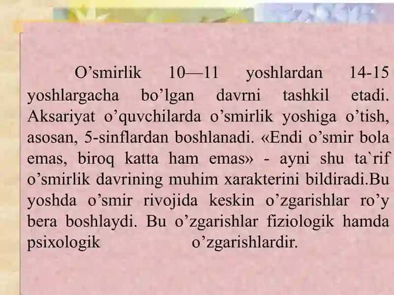 O'smirlik Davrida Psixik Rivojlanish Xususiyatlari 4