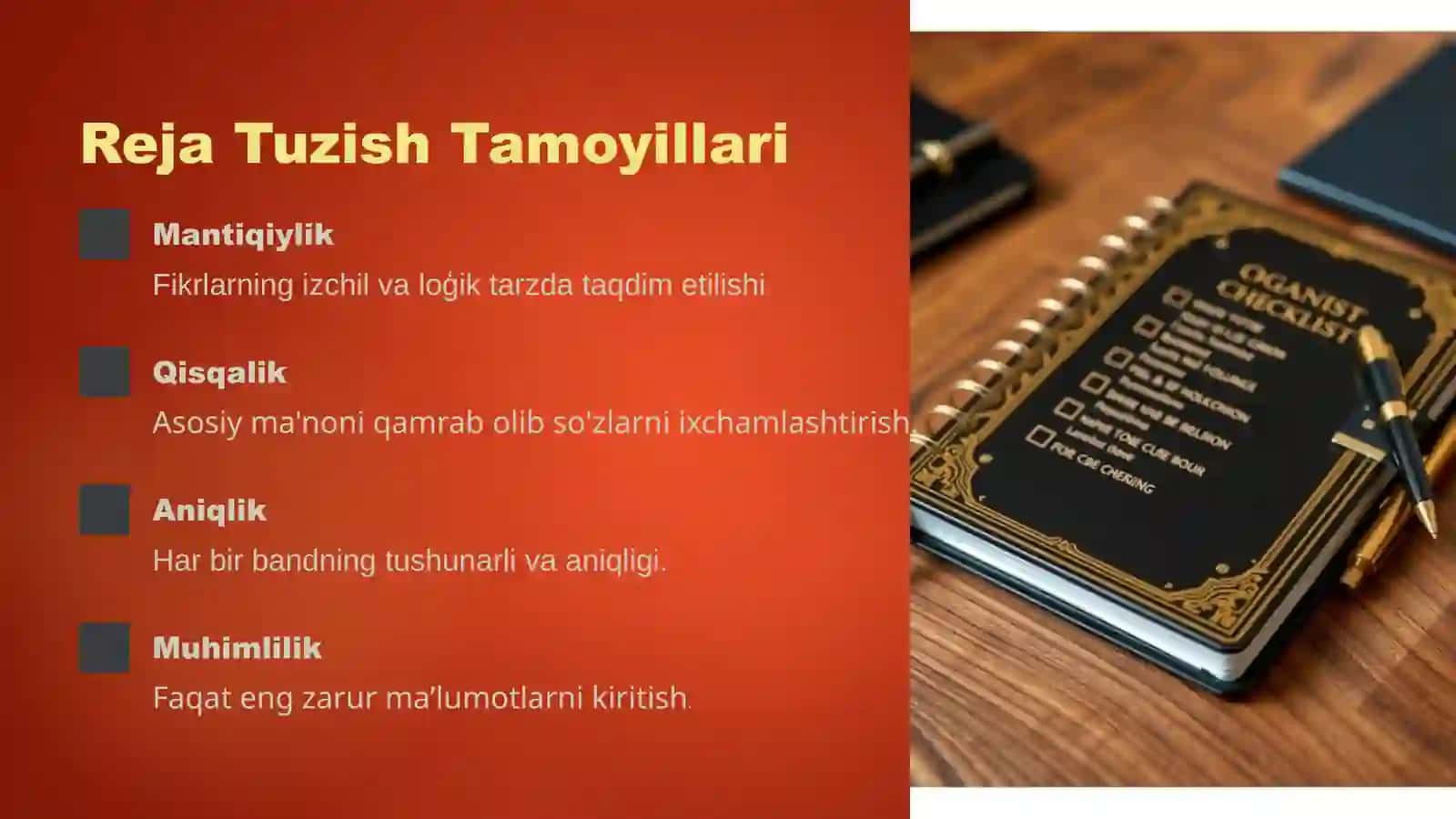 Matnni manoviy qismlarga bo’lish tamoyillari. Reja. Reja turlari 4