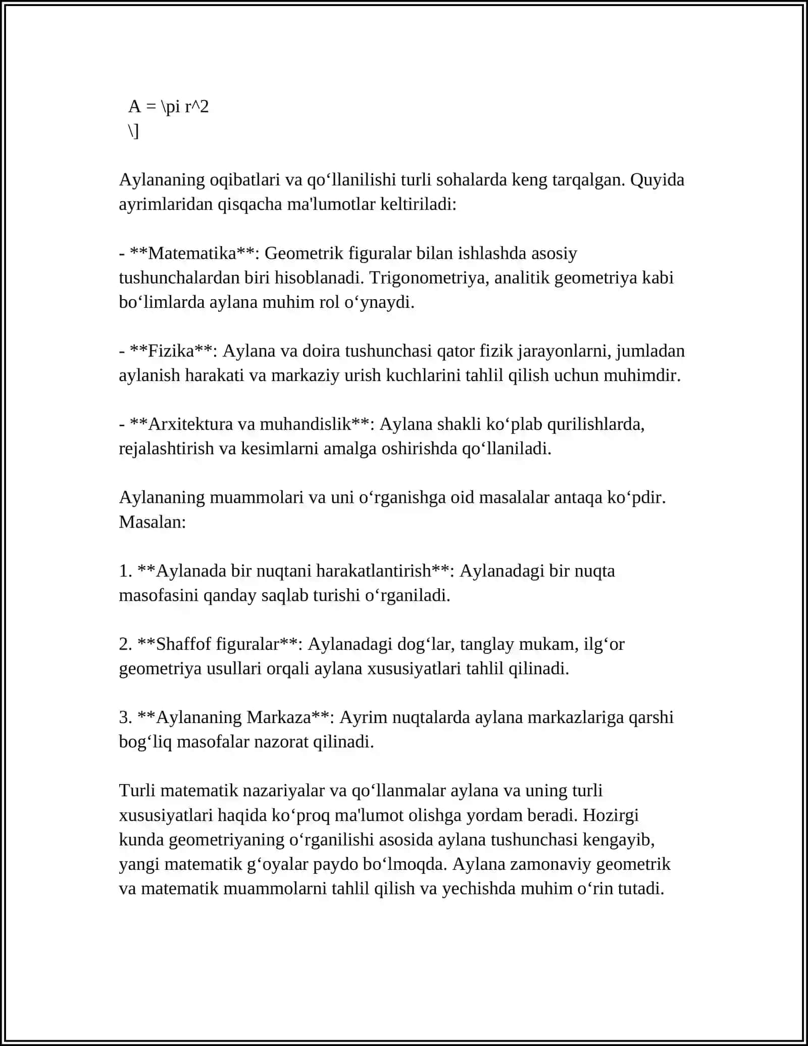 "AYLANA VA DOIRA "MAVZUSIGA GEOMETRIYAGA OID 4