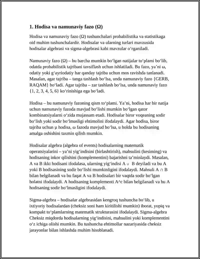 HODISALAR VA ULARNING TURLARI.HODISALAR ALGEBRASI SIGMA -ALGEBRASI 4