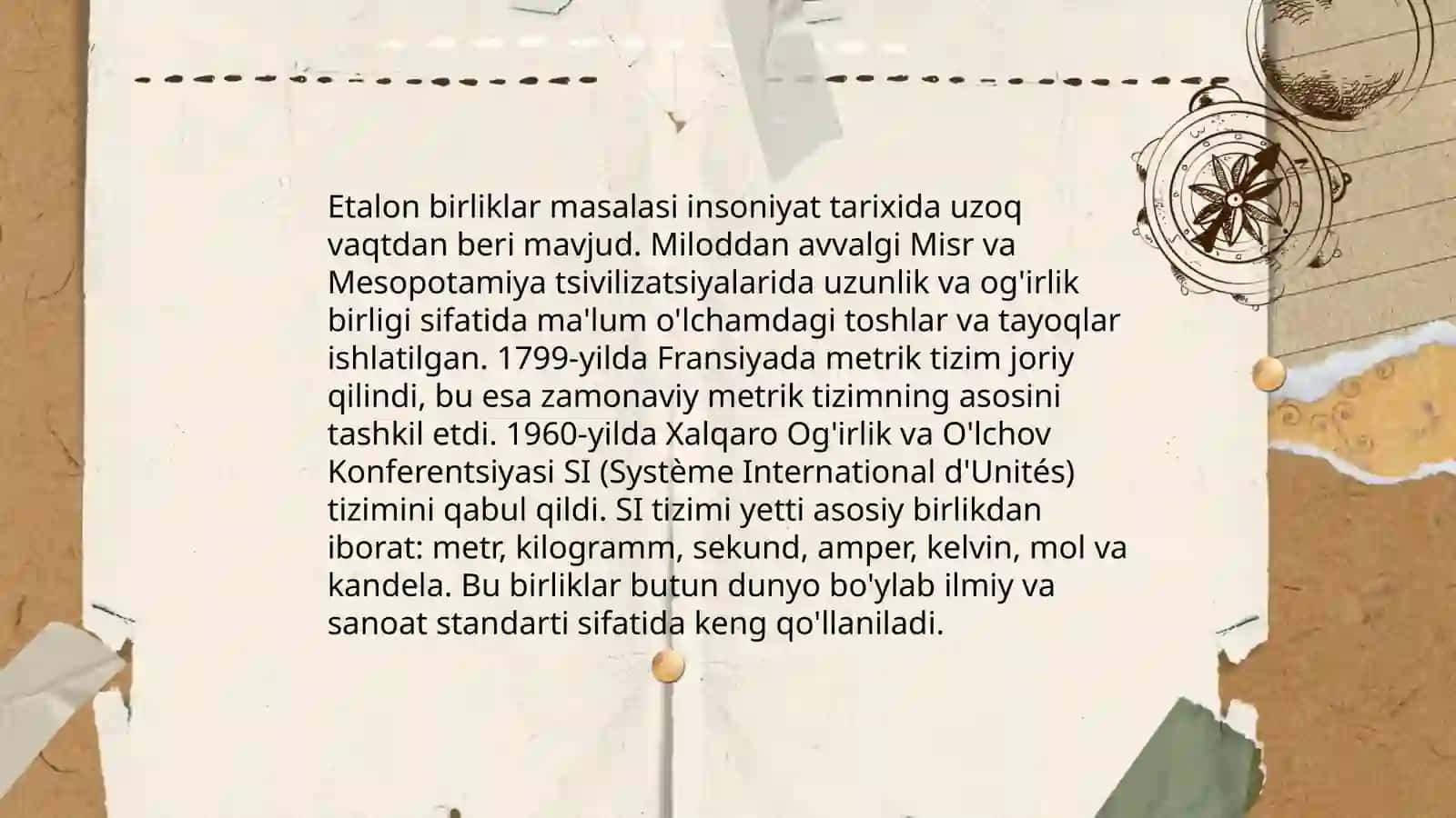 Miqdorlarning etolon birliklari,kelib chiqishi va saqlanishi 4