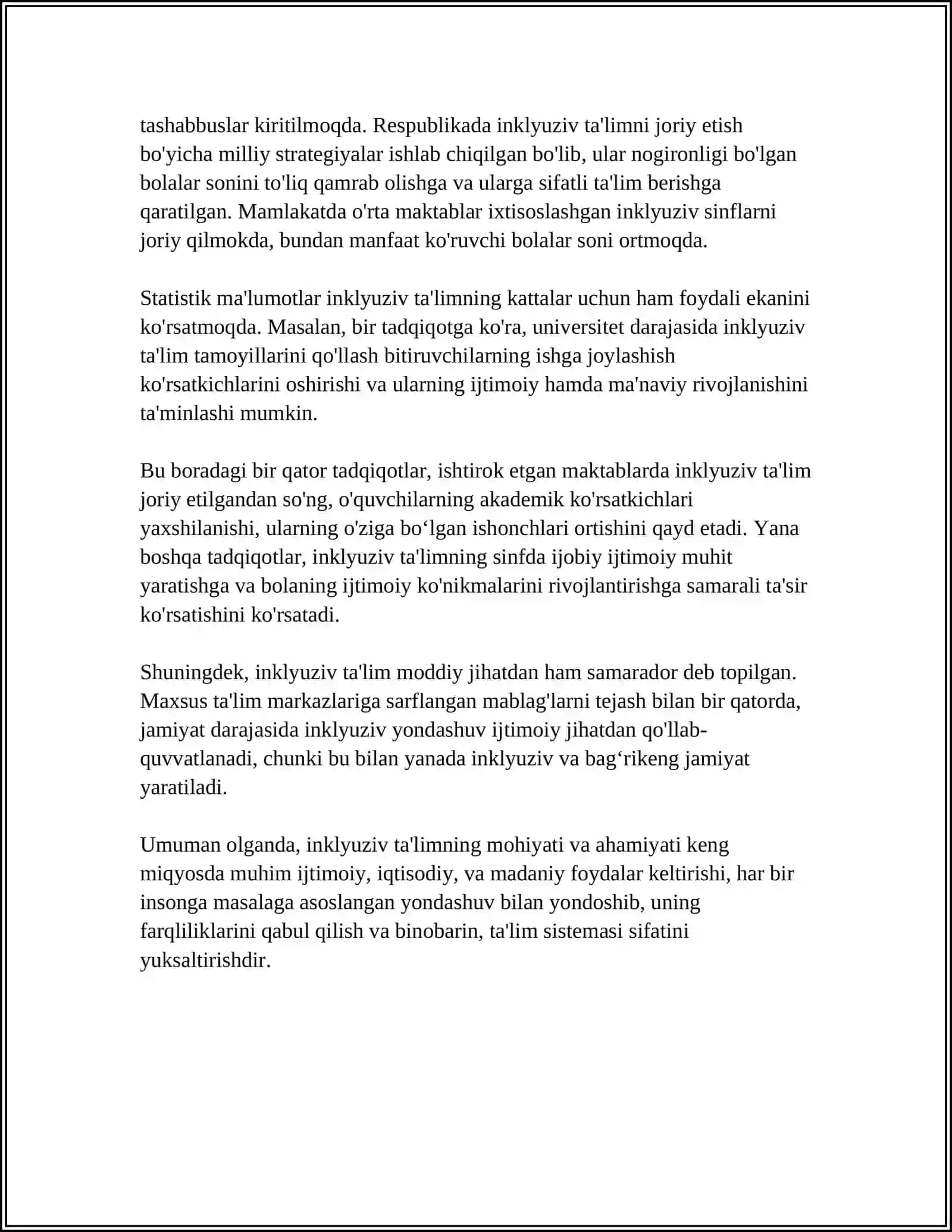 IMKONIYAT CHEKLANGAN BOLALARNI INKLYUZIV TAʼLIM TARBIYA OLISH JARAYONI 4