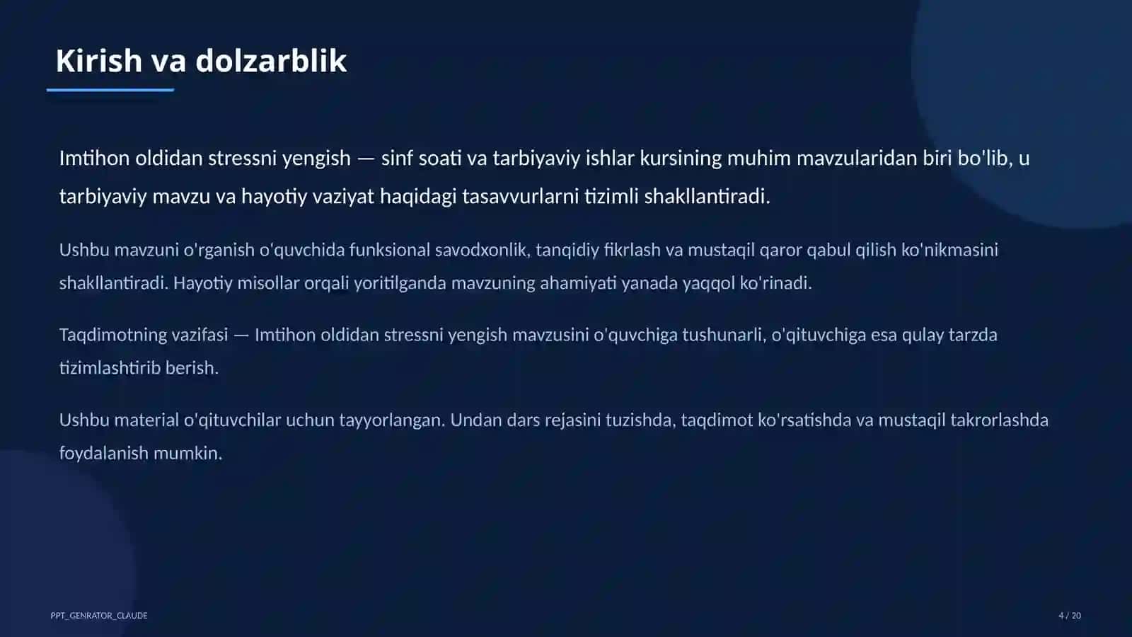 Sinf soati va tarbiyaviy tadbirlar 4
