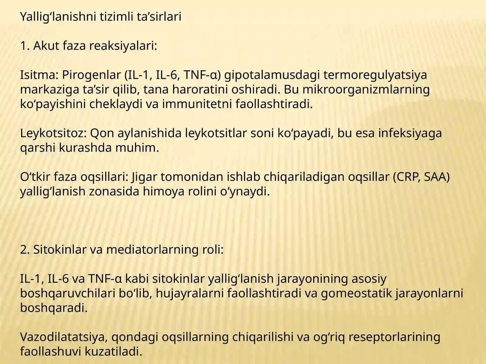Yallig‘lanishni tizimli ta’sirlari,hujayradan tashqari matriks va hujayra-matriks o‘zaro ta’siri,to‘qima regeneratsiyasi mexanizmi 4