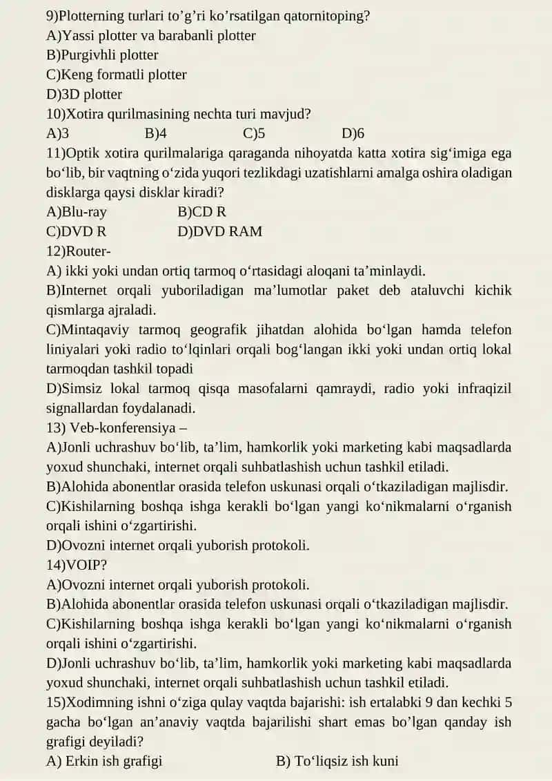 38-umumiy o’rta ta’lim maktabi Informatika va axborot texnologiyalari fanidan nazorat ish davri 4