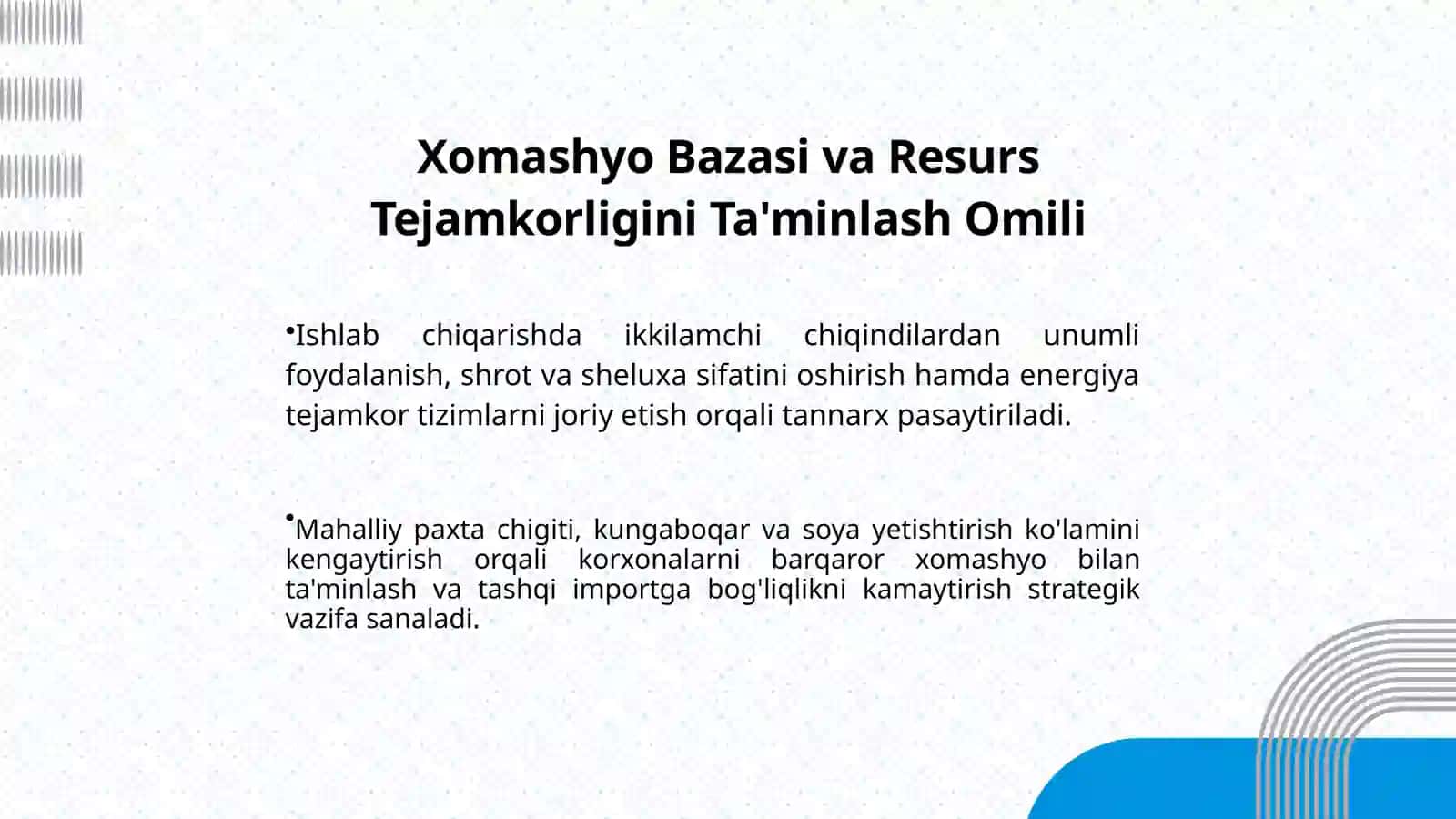 O'zbekiston yog‘-moy sanoati  korhonalari samaradorligini oshirish yo'llari. 4