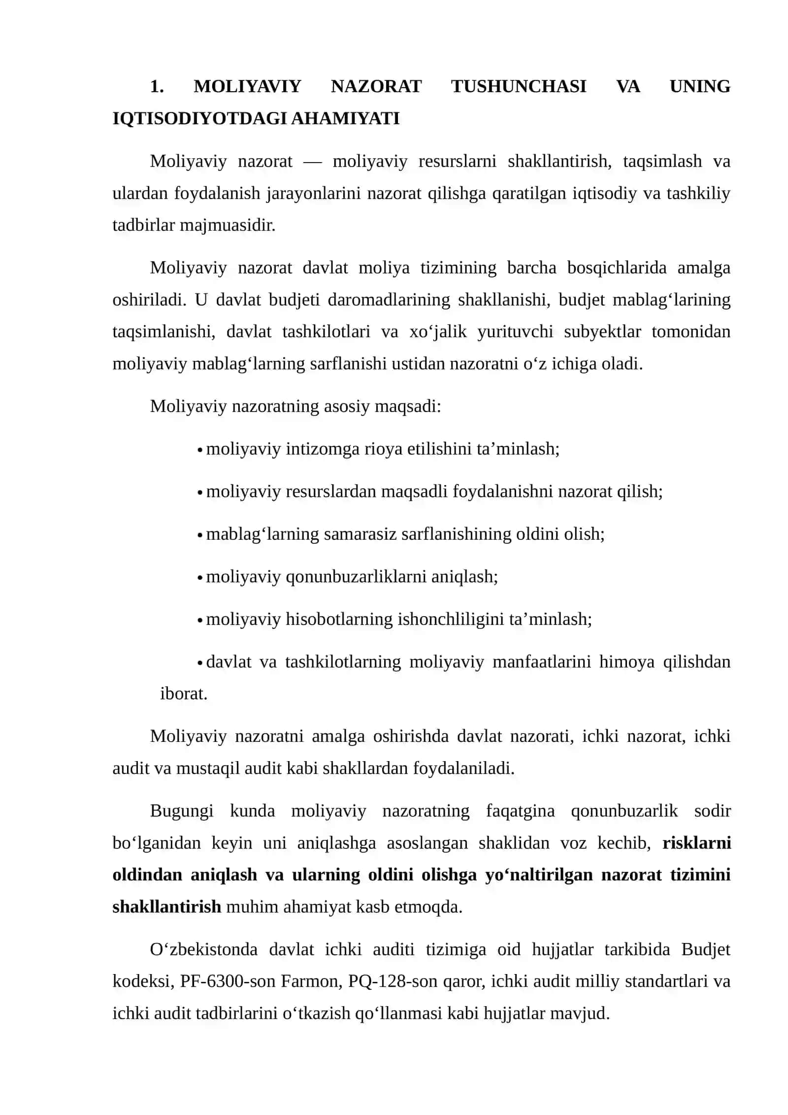 O‘ZBEKISTON RESPUBLIKASI MOLIYAVIY NAZORAT TIZIMIDA AUDITNING ROLI 4