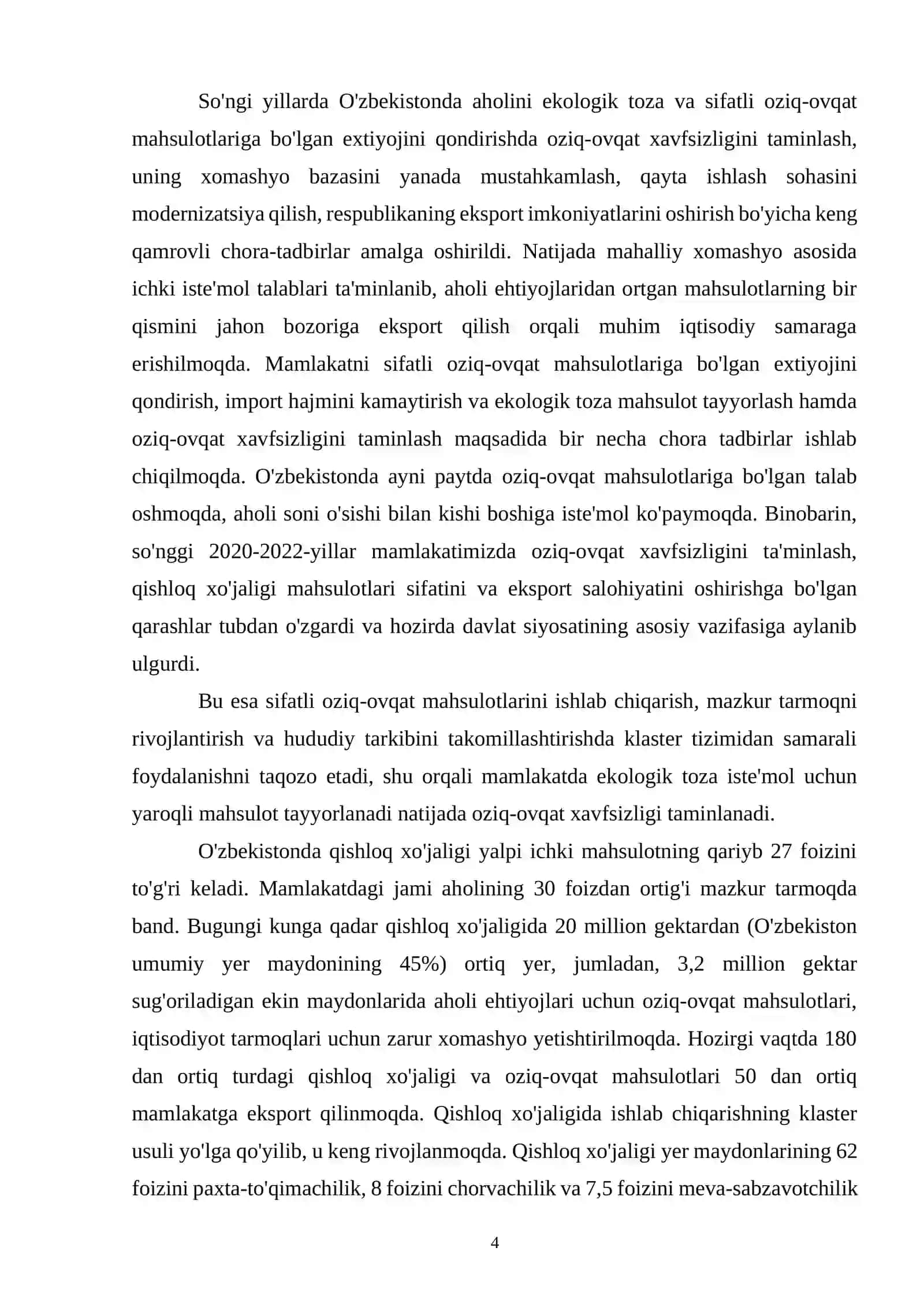 OZIQ-OVQAT XAVFSIZLIGI. GLOBAL VA MAHALLIY MUAMMOLAR 4