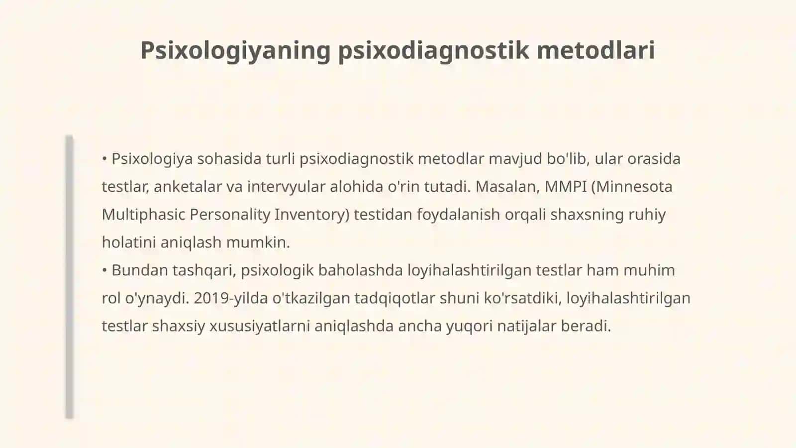 Psixodiagnostika va psixologiya tarmoqlari o`rtasidagi bog`liqlik 4