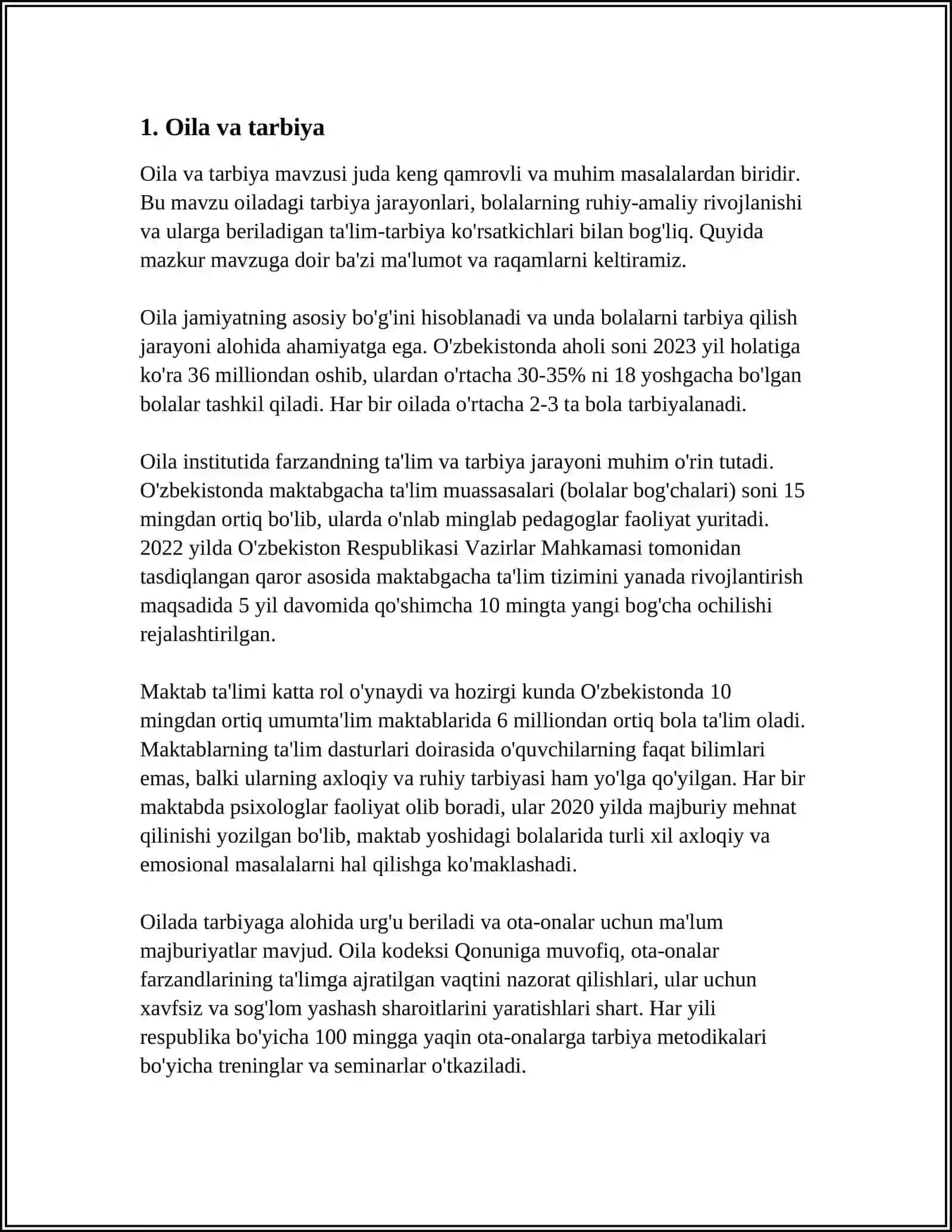 OILANING TARBIYAVIY IMKONIYATLARINI TASHXIS ETISH. "OILANING POTESIALI" TUSHUNCHASINING MOHIYATI 4