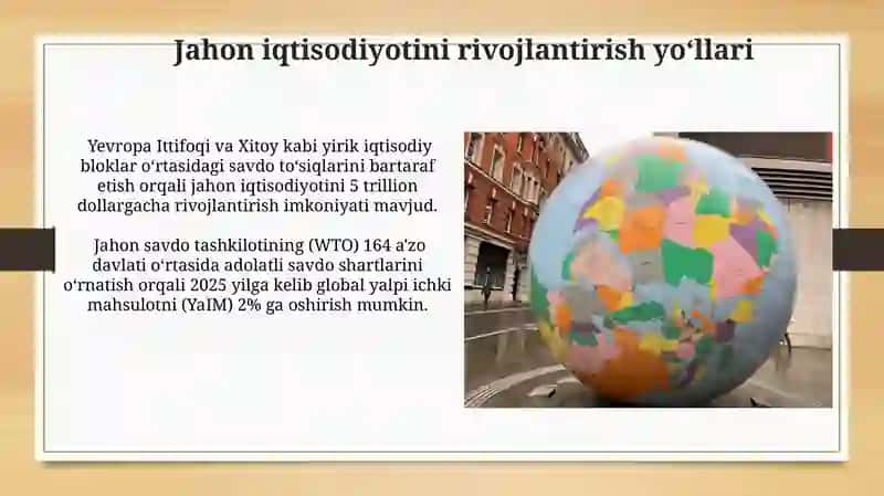 Jahon iqtisodiyotida global muammolari va uni xal qilish yoʻlari 4