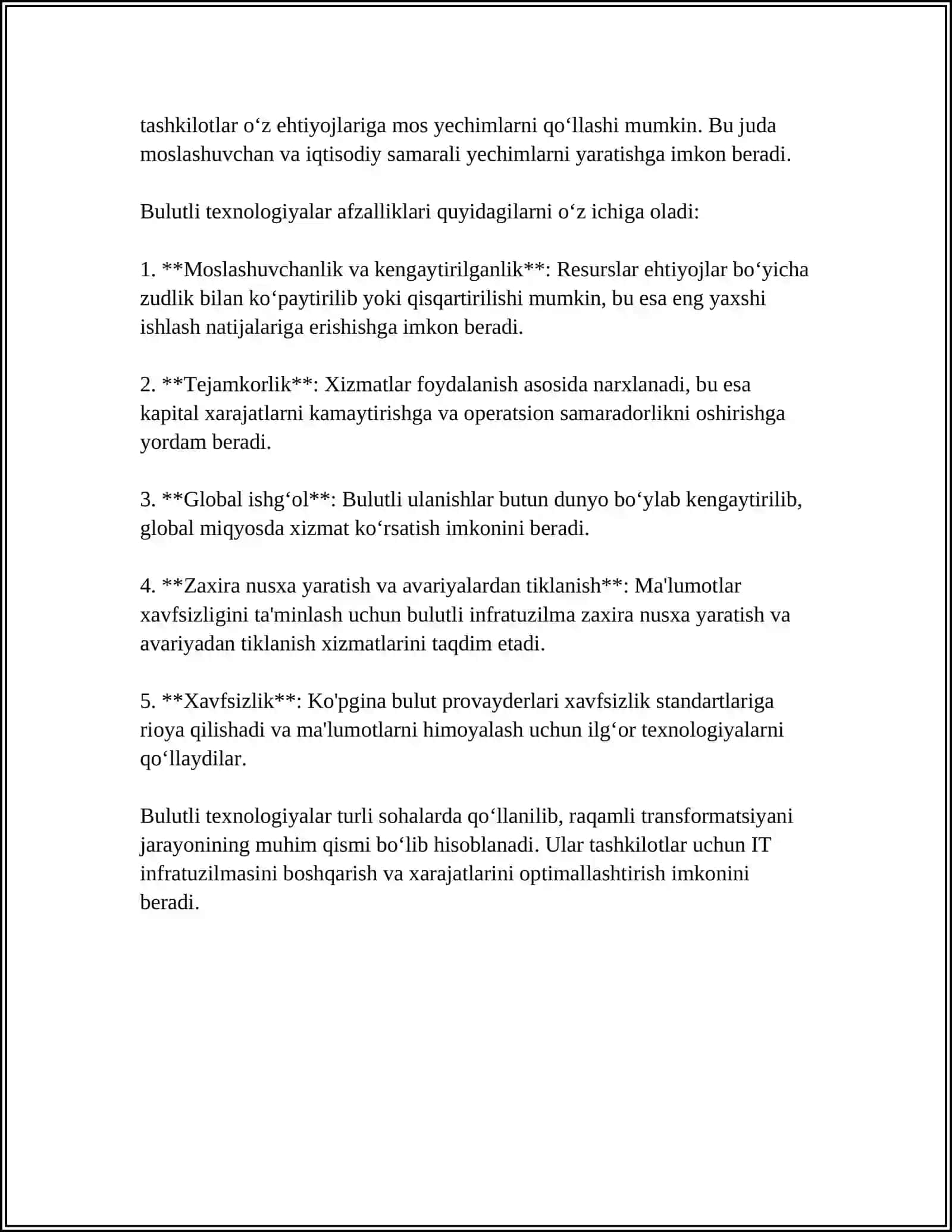 BULUTLI TEXNOLOGIYALARDAN FOYDALANISH 4