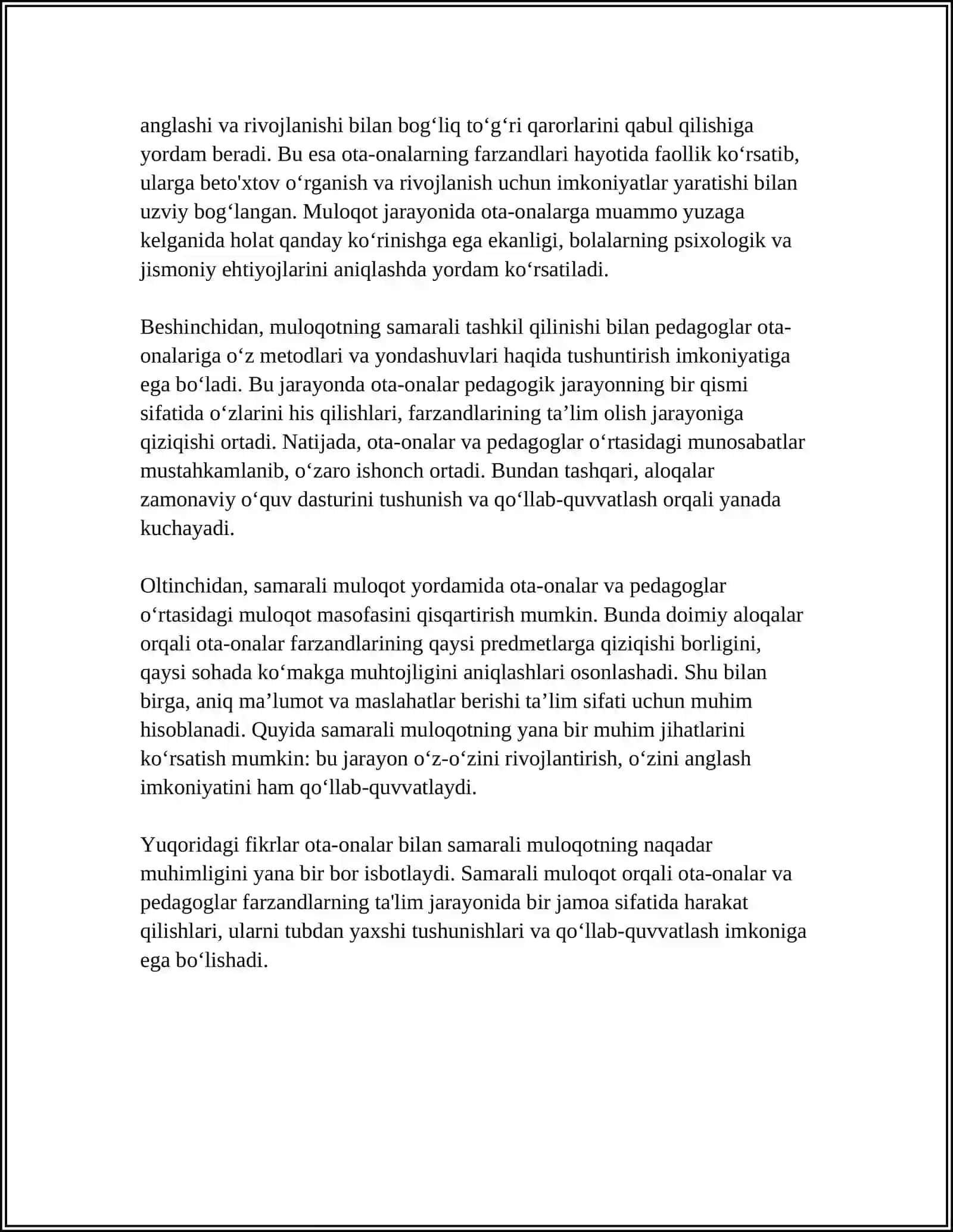 Otalar va Onalar Bilan Ishlashda Kommunikativ Kompetensiyani Shakllantirish 4