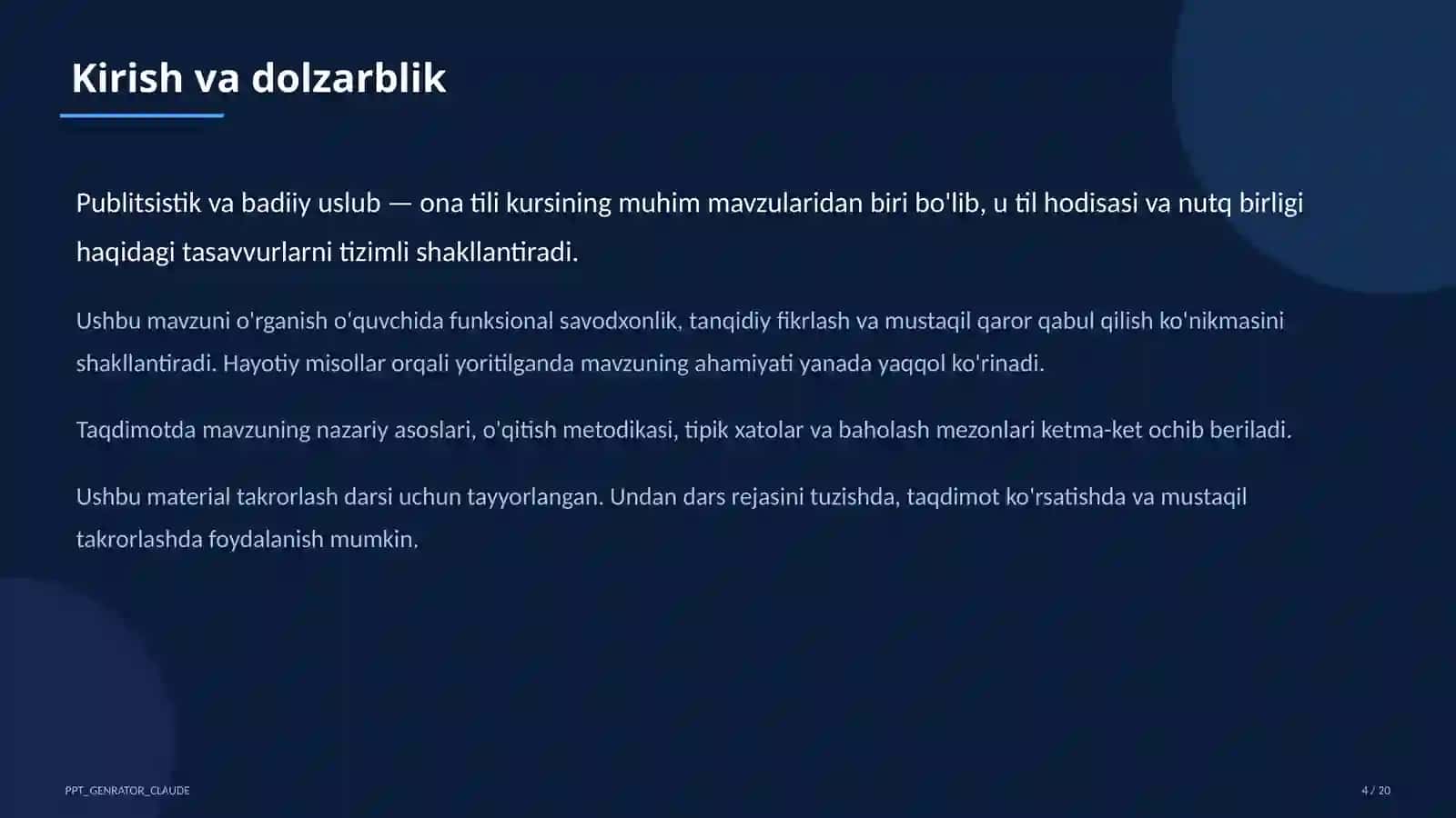 Publitsistik va badiiy uslub (10-sinf) 4