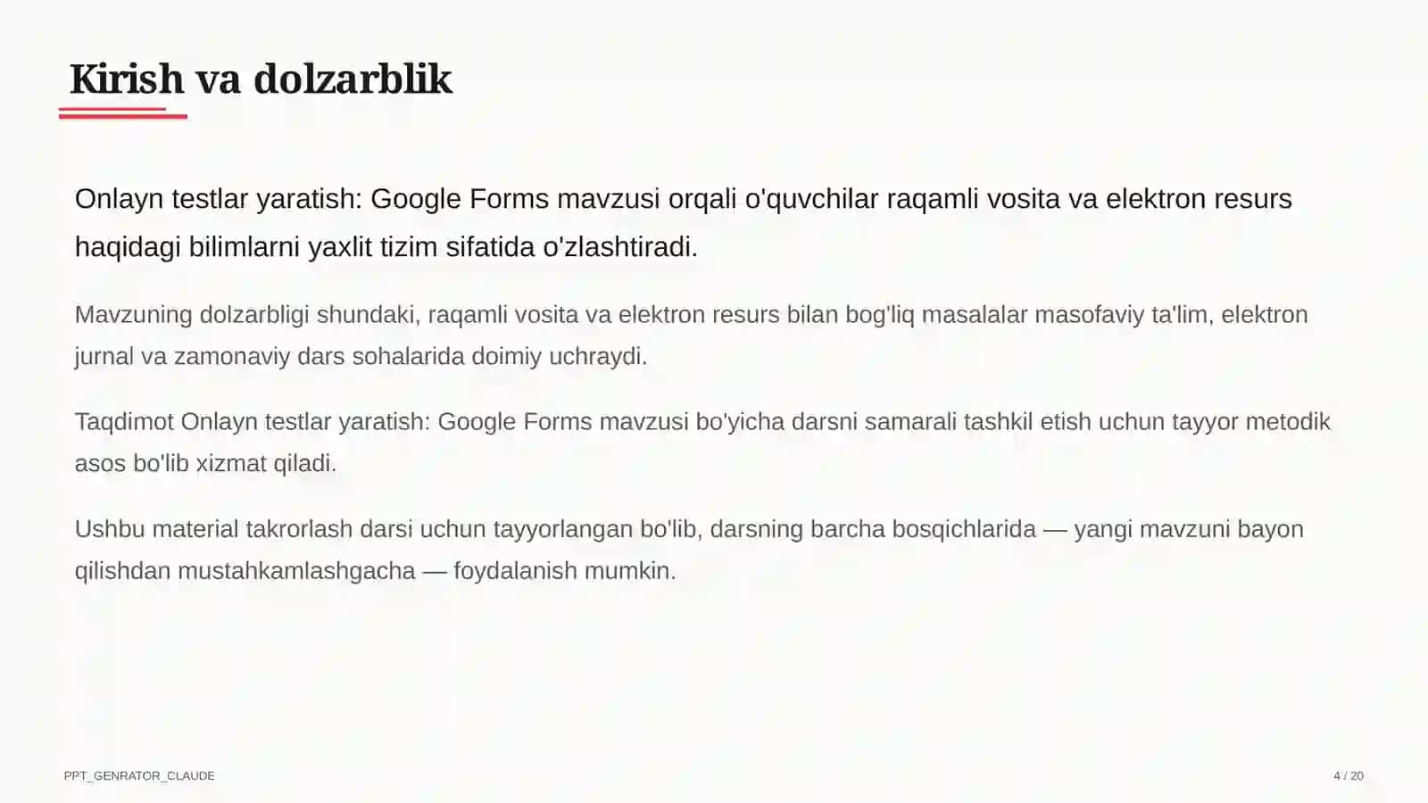 Onlayn testlar yaratish: Google Forms 4
