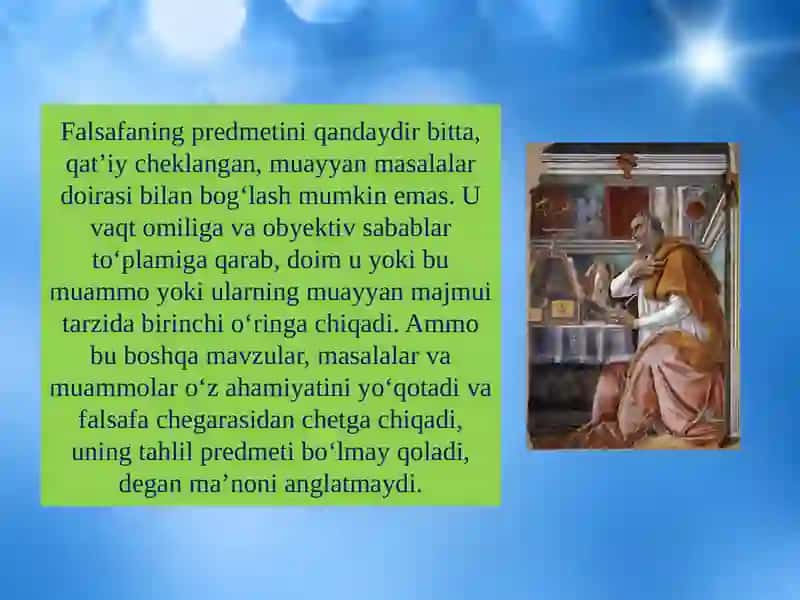 Falsafa fani predmetining jamiyat, fan va texnika taraqqiyoti natijasida doimo o`zgarib turishi 4