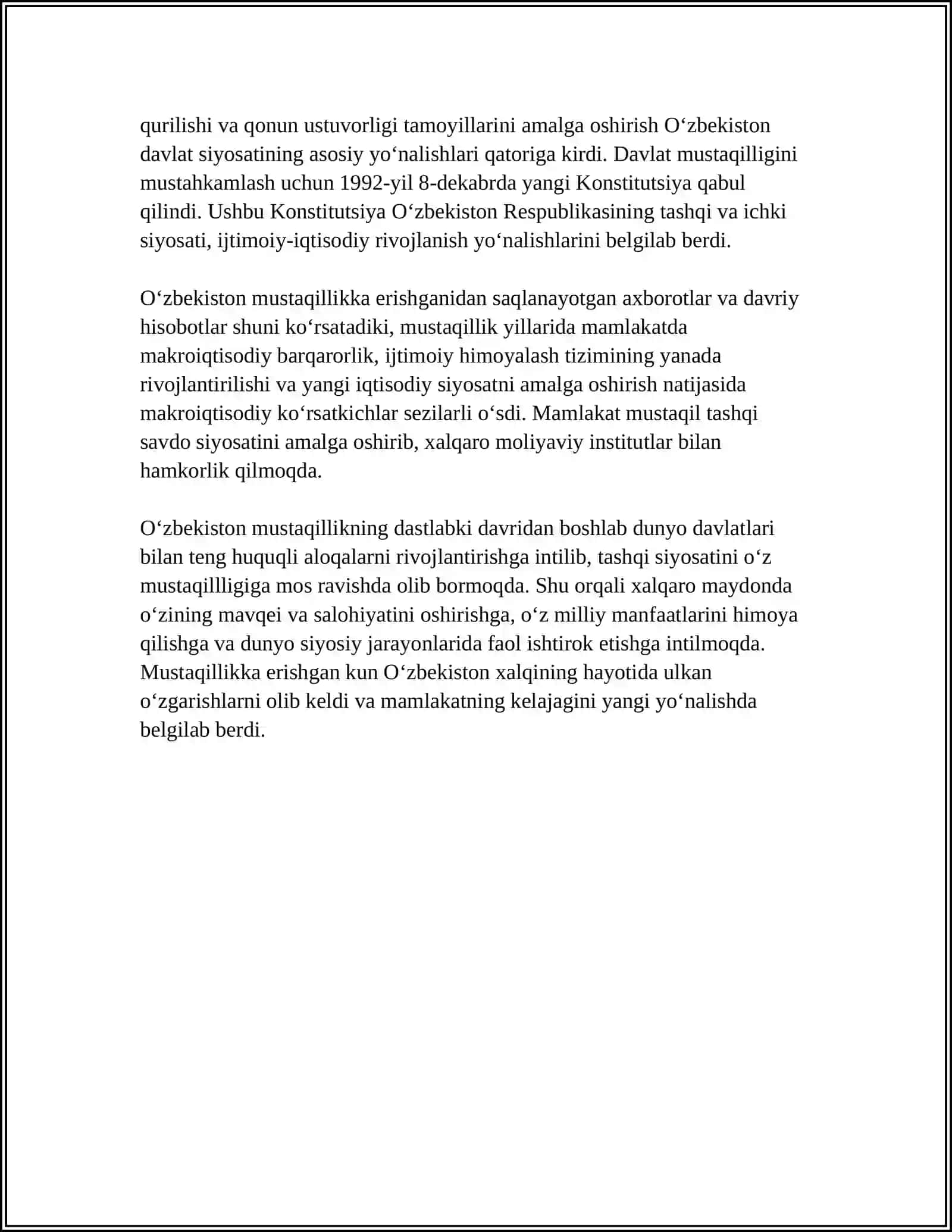MUSTAQILLIK ARAFASIDA RESPUBLIKADAGI IJTIMOIY VA SIYOSIY JARAYONLAR, MUSTAQILLIK DEKLARATSIYASI 4