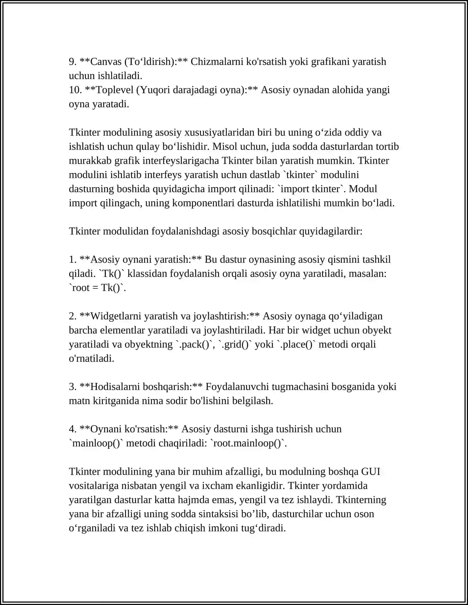 PYTHON DASTURLASH TILIDA TIKINTER GUIDA ISHLASH 4
