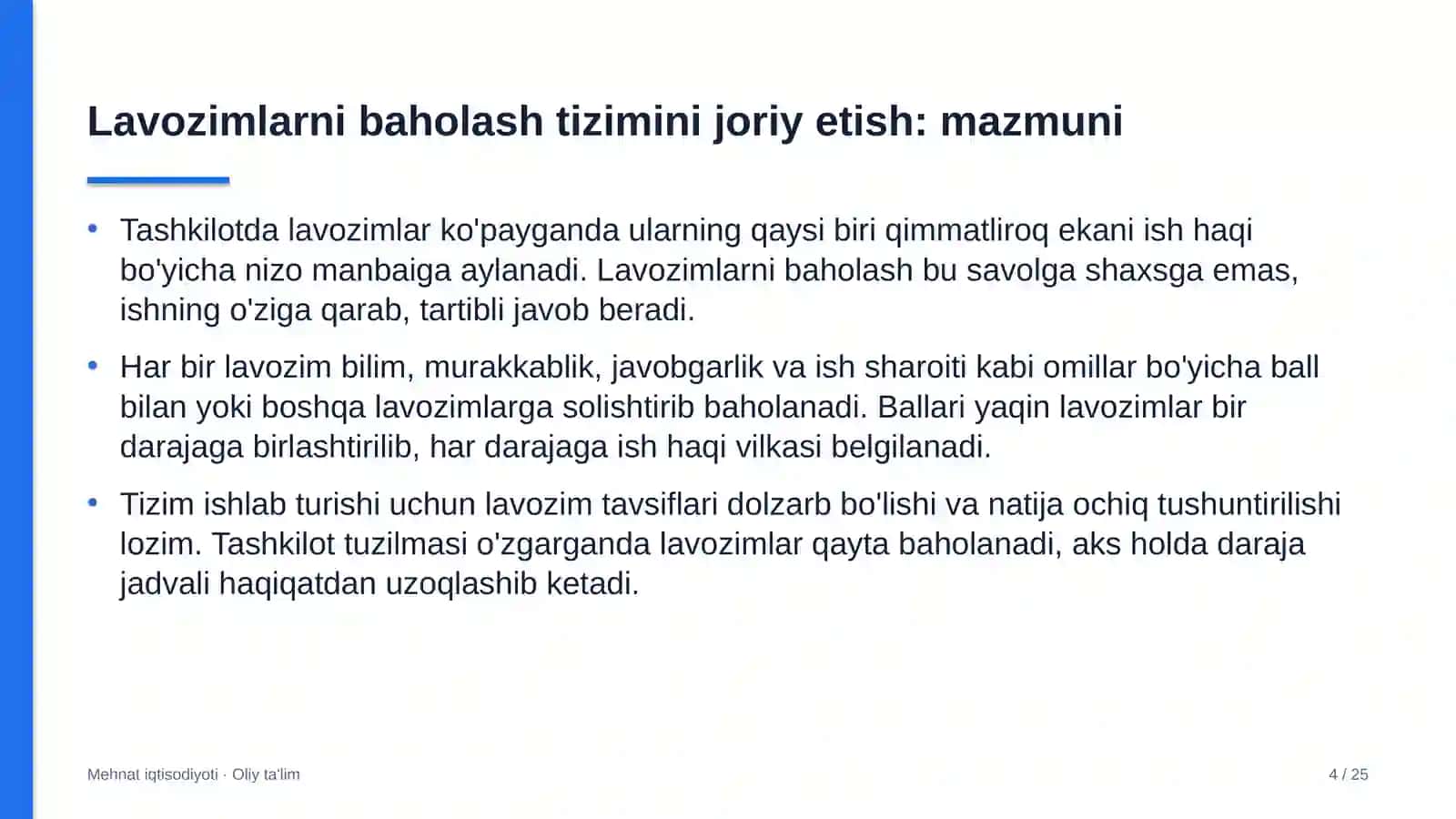 Mehnat iqtisodiyoti · Oliy ta'lim 4