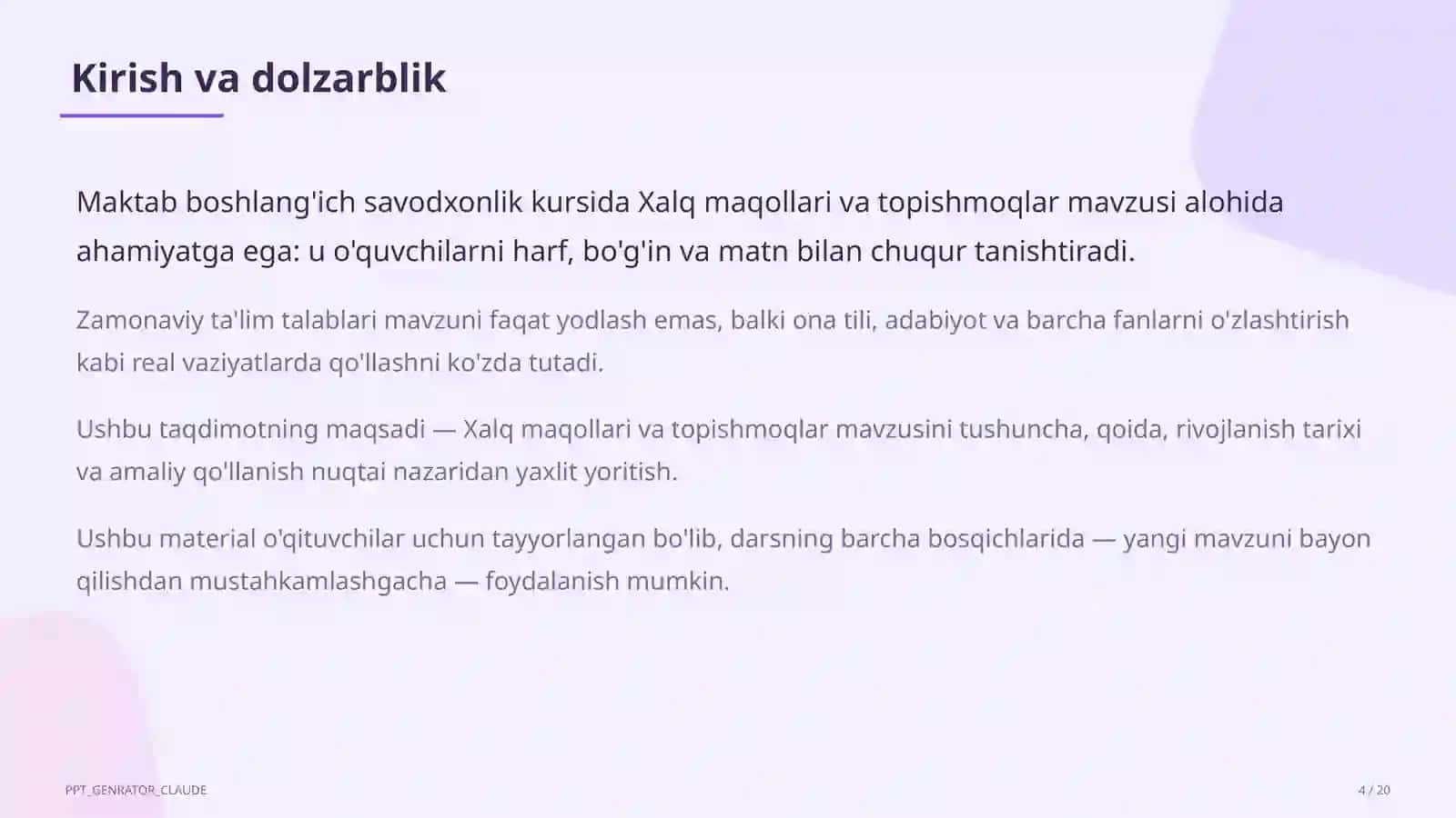 Xalq maqollari va topishmoqlar (2-sinf) 4