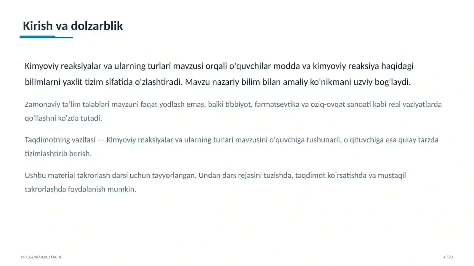 Kimyoviy reaksiyalar va ularning turlari (7-sinf) 4