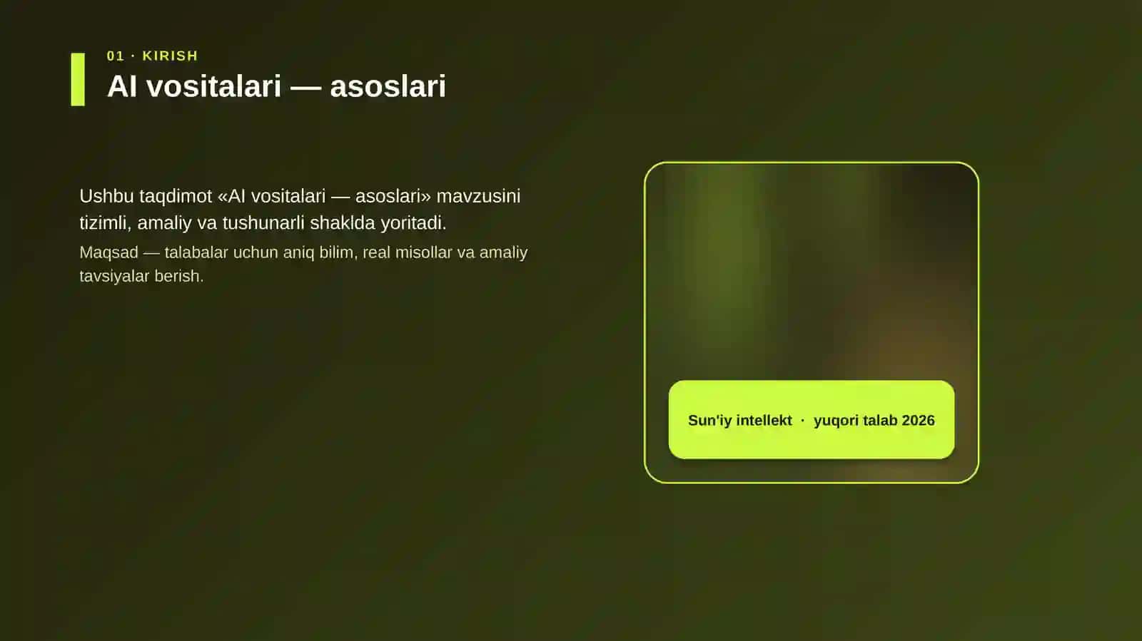 SUN'IY INTELLEKT AI vositalari — asoslari 4
